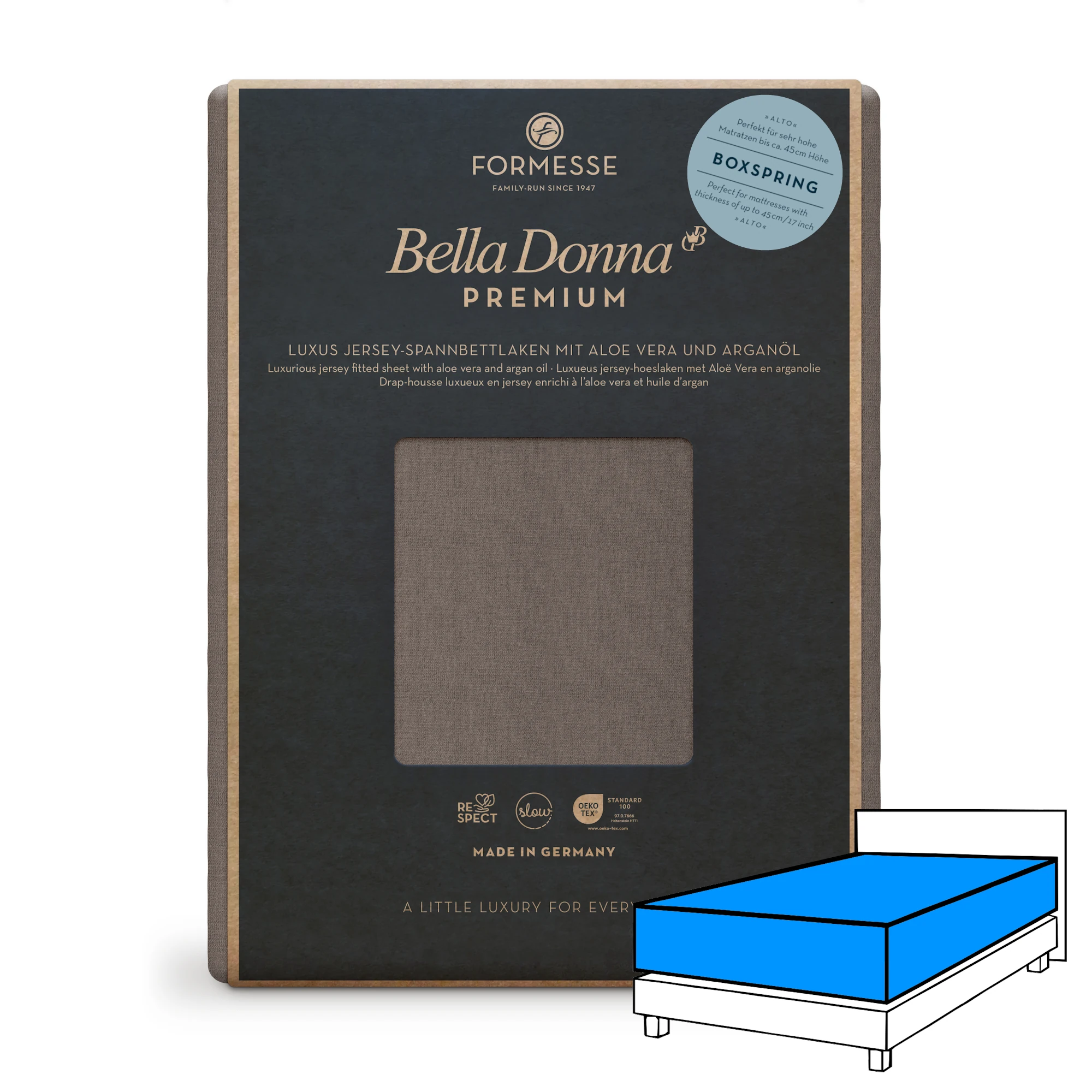 Bella Donna PREMIUM ALTO Spannbettlaken Jersey Trüffel