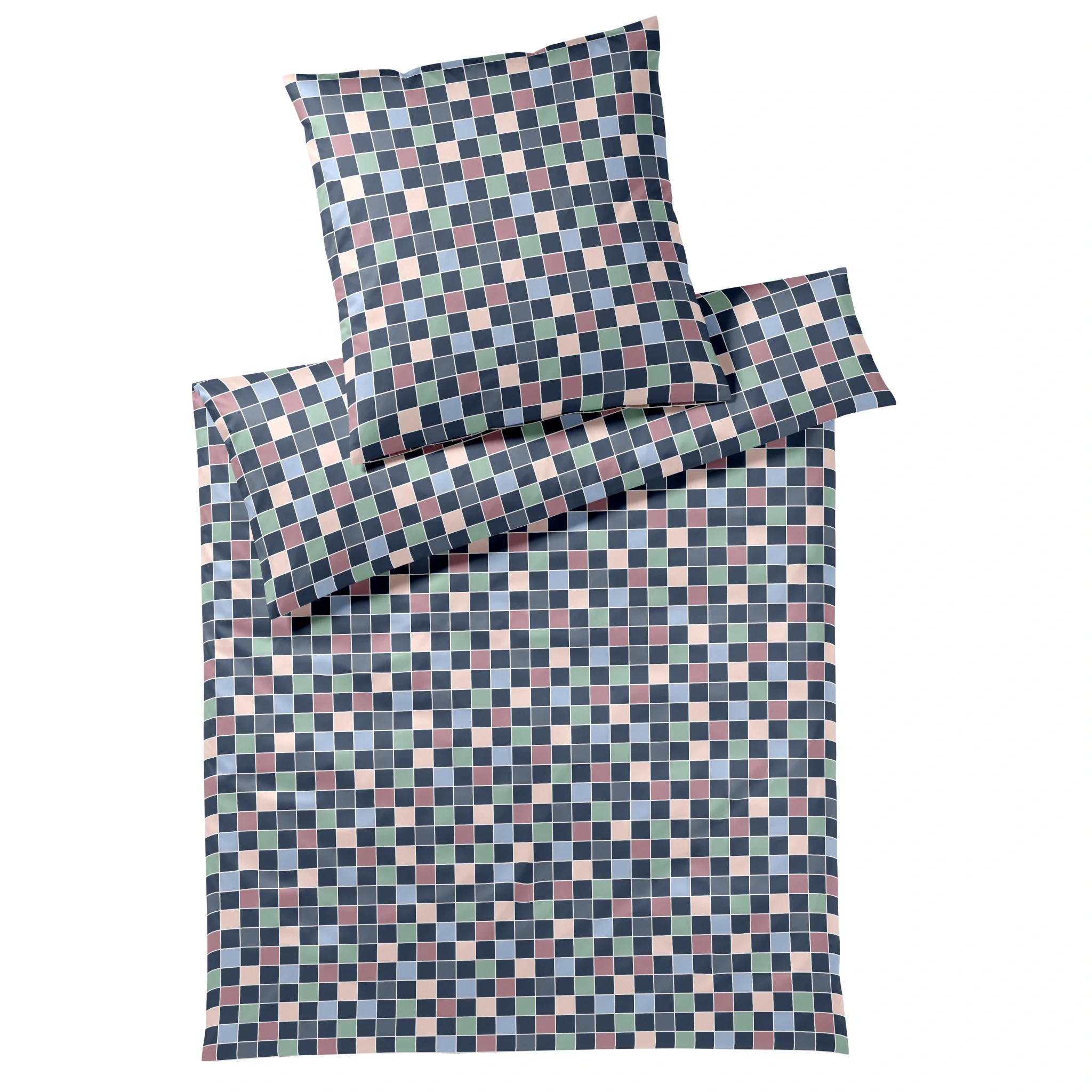 elegante Bettwäsche SCRABBLE Satin Nachtblau