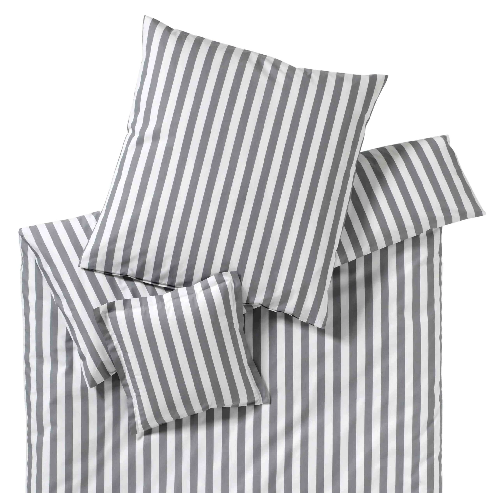 elegante Kinderbettwäsche Vichy CLASSIC STRIPES Silber