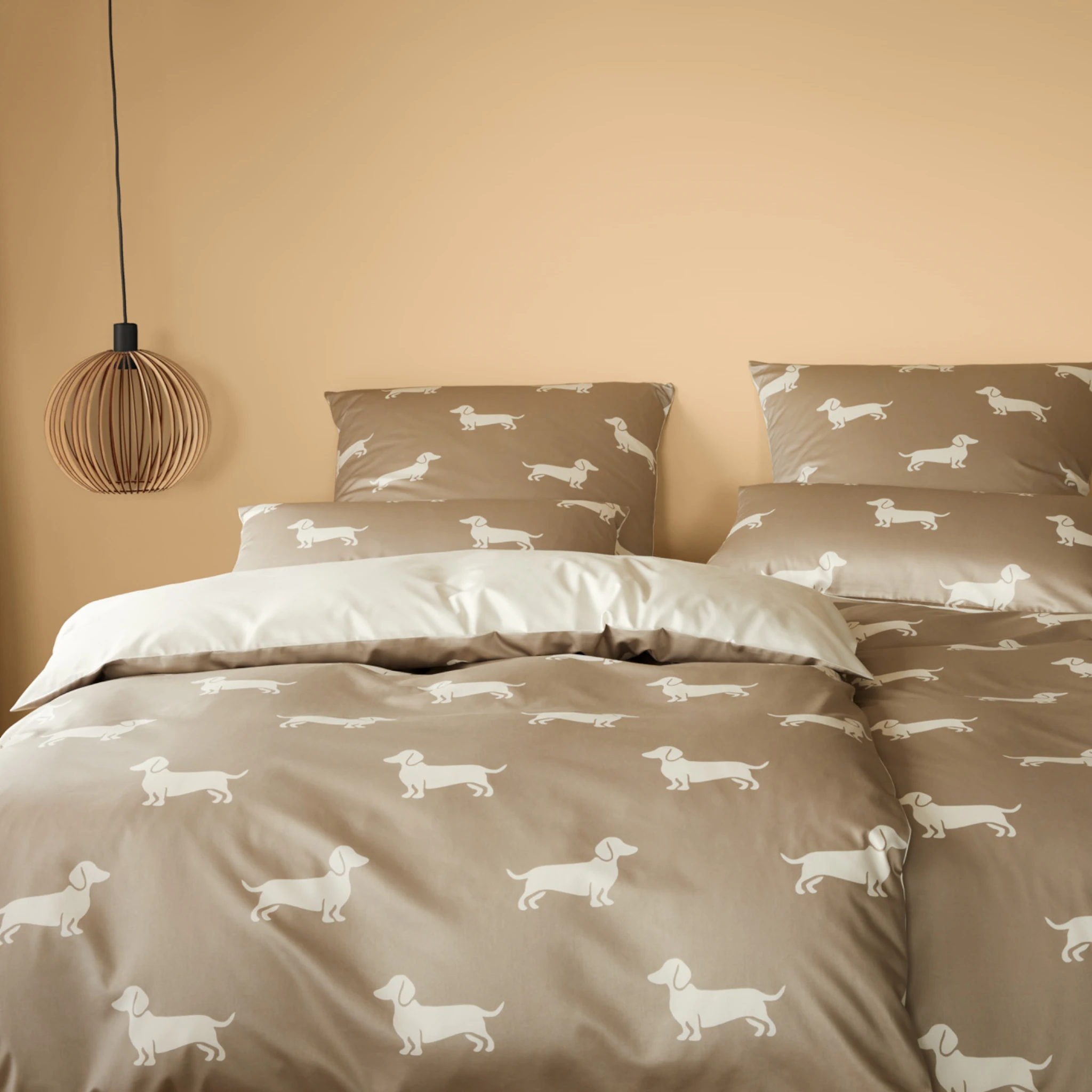 elegante Bed Linen DOGS Sateen Beige 1