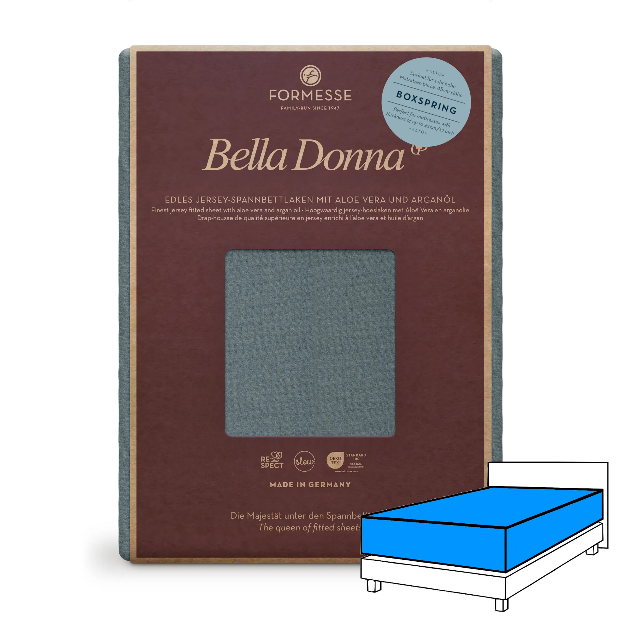 Bella Donna ALTO Boxspringbett Spannbettlaken Jersey Vintage Grau Produktbild Bella Donna ALTO Boxspringbett Spannbettlaken Jersey Vintage Grau