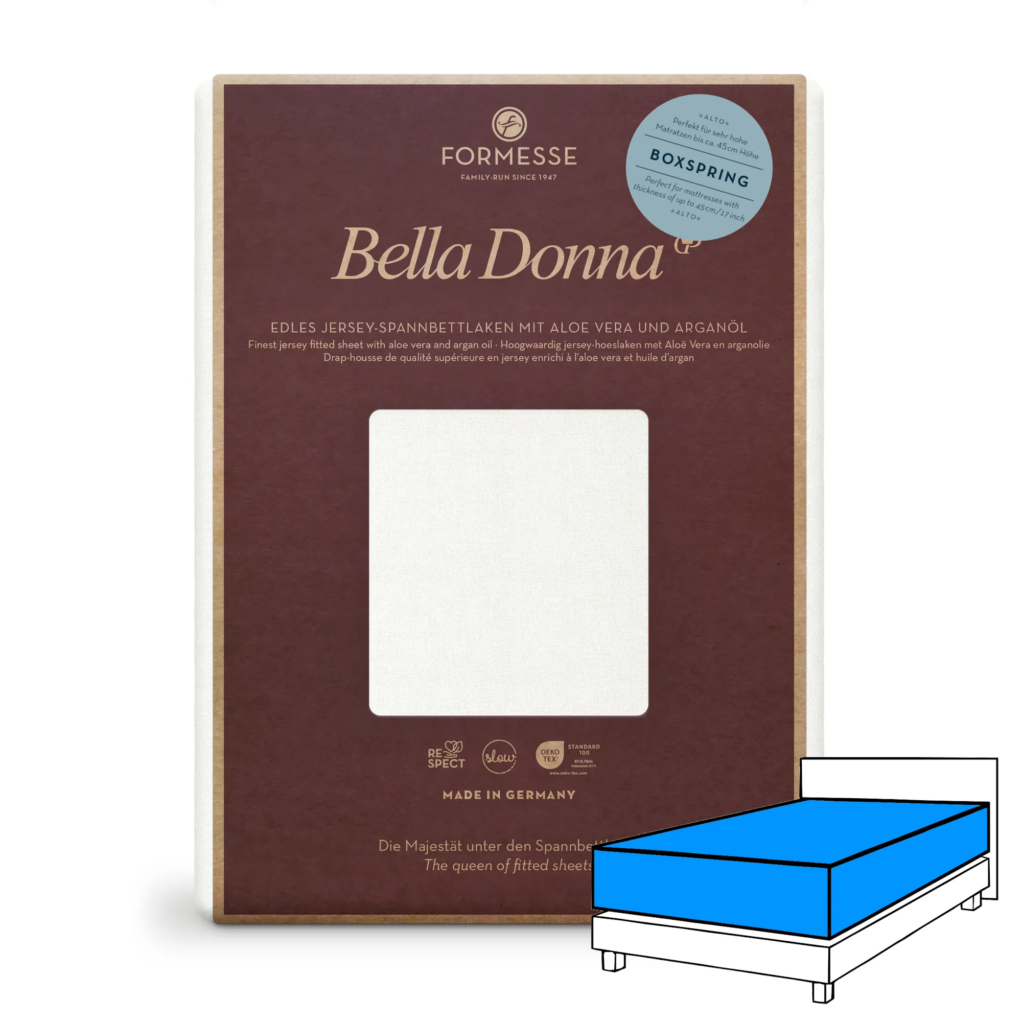Bella Donna ALTO Boxspringbett Spannbettlaken Jersey Wollweiß
