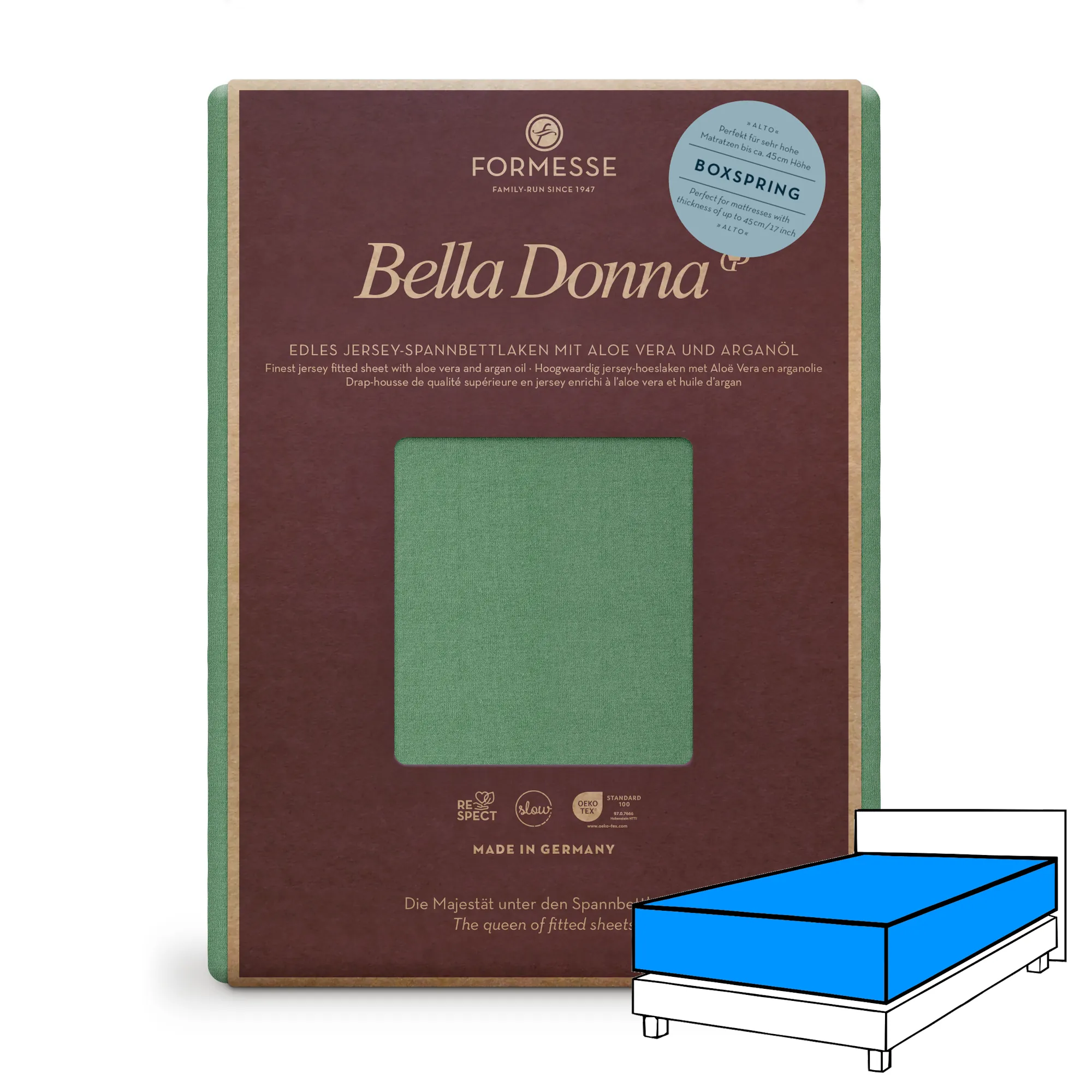 Bella Donna ALTO Boxspringbett Spannbettlaken Jersey Olive