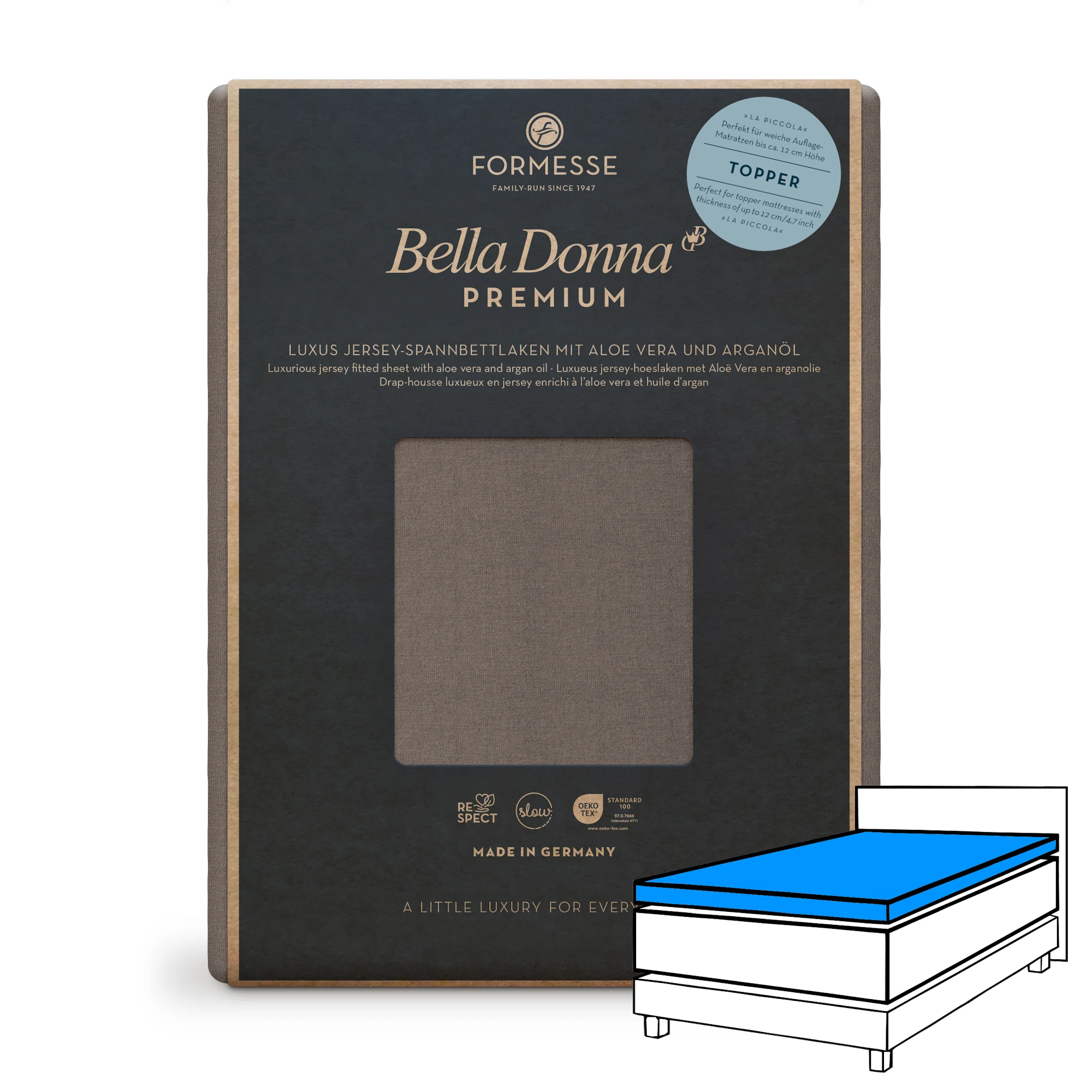Bella Donna PREMIUM LA PICCOLA Spannbettlaken Jersey Trüffel