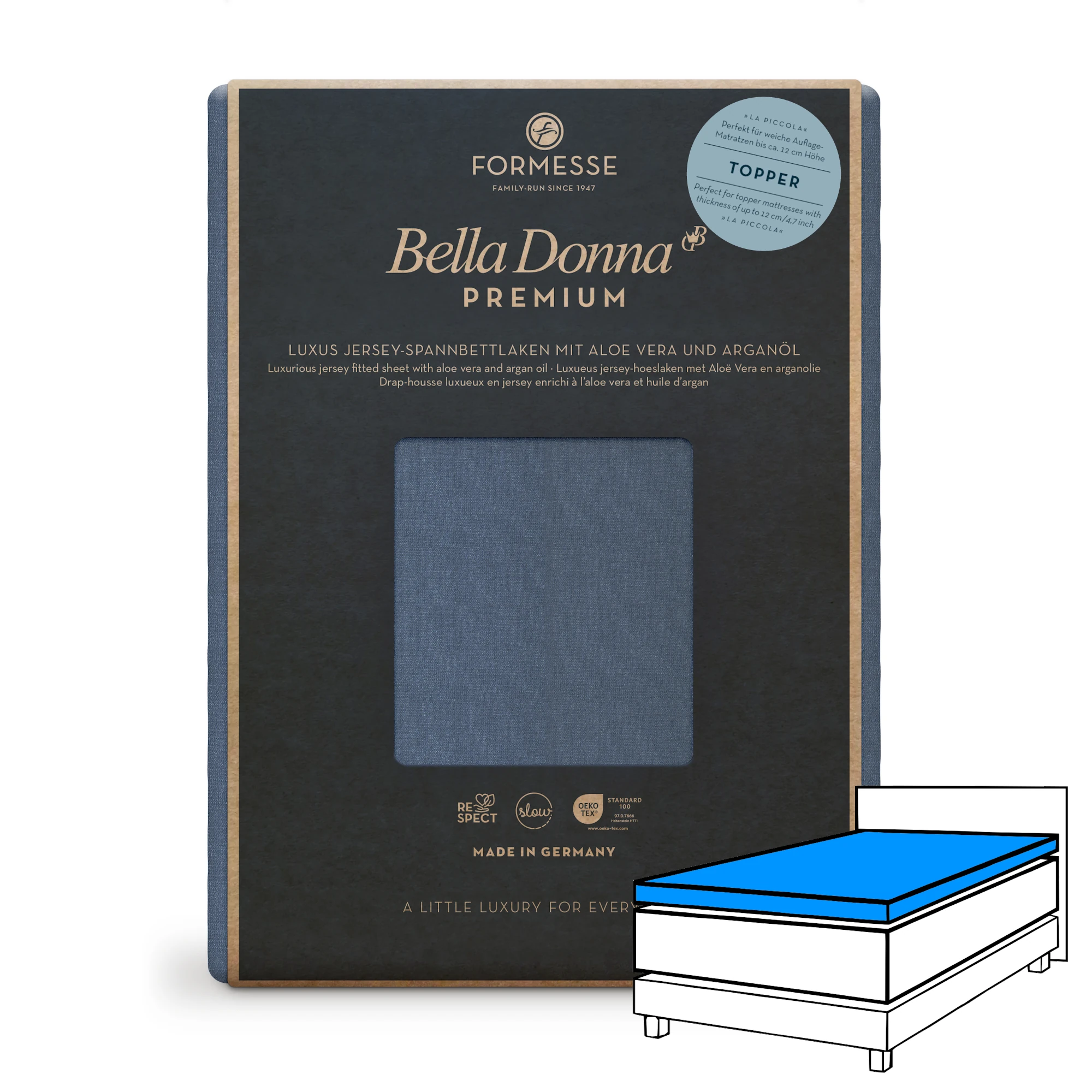 Bella Donna PREMIUM LA PICCOLA Spannbettlaken Jersey Blaugrau