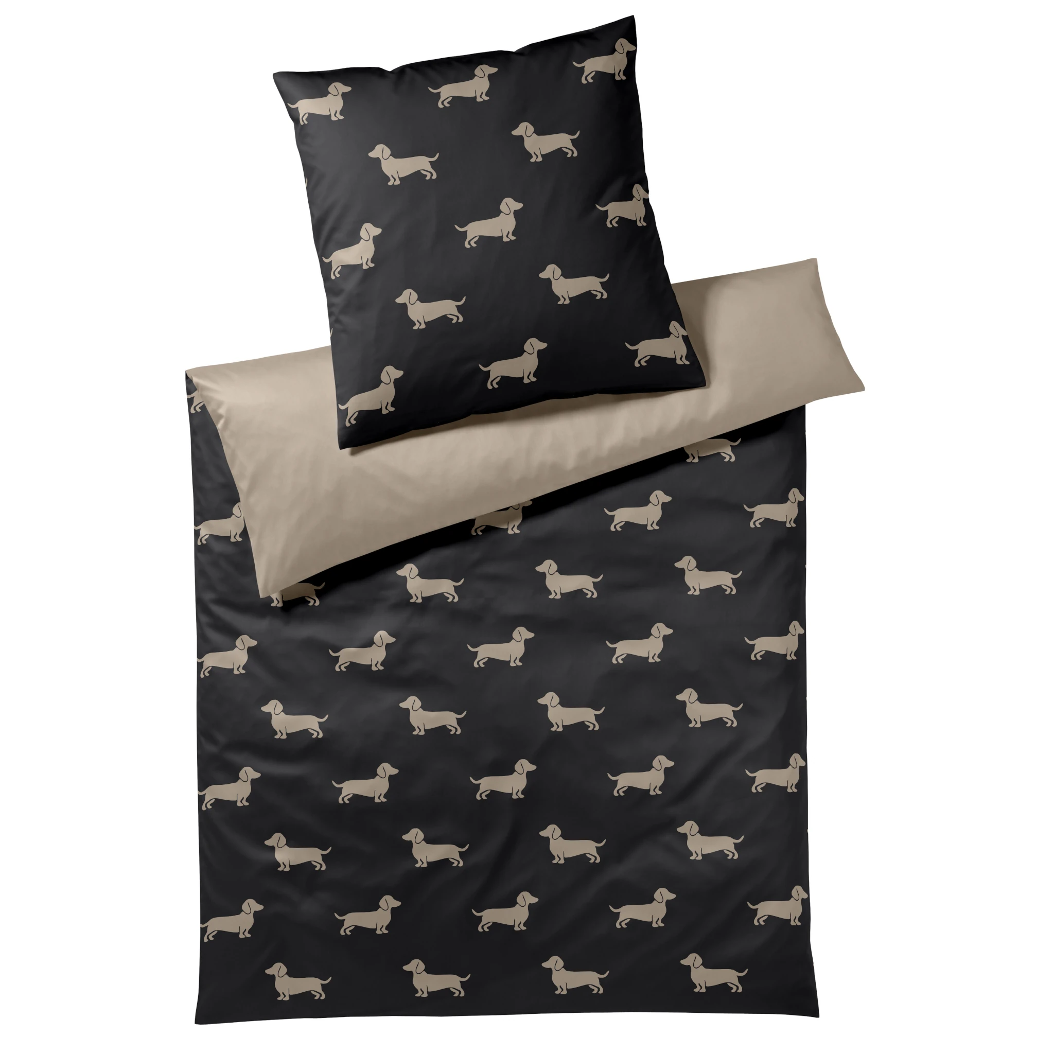 elegante Bettwäsche DOGS Satin Schwarz