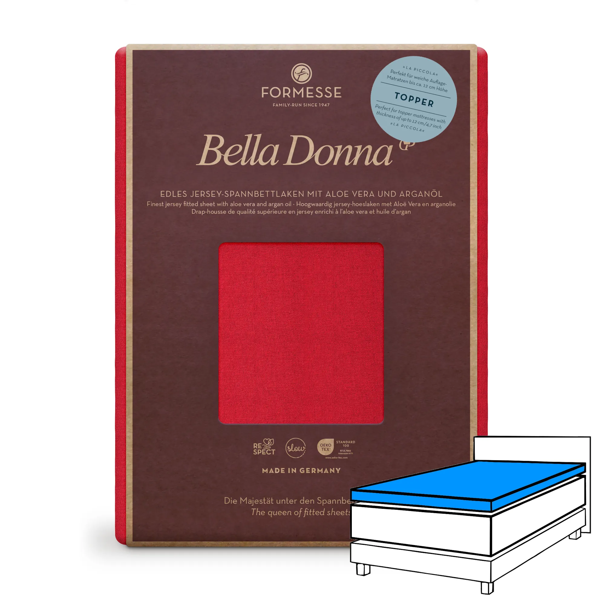 Bella Donna LA PICCOLA Topper Spannbettlaken Jersey Rot