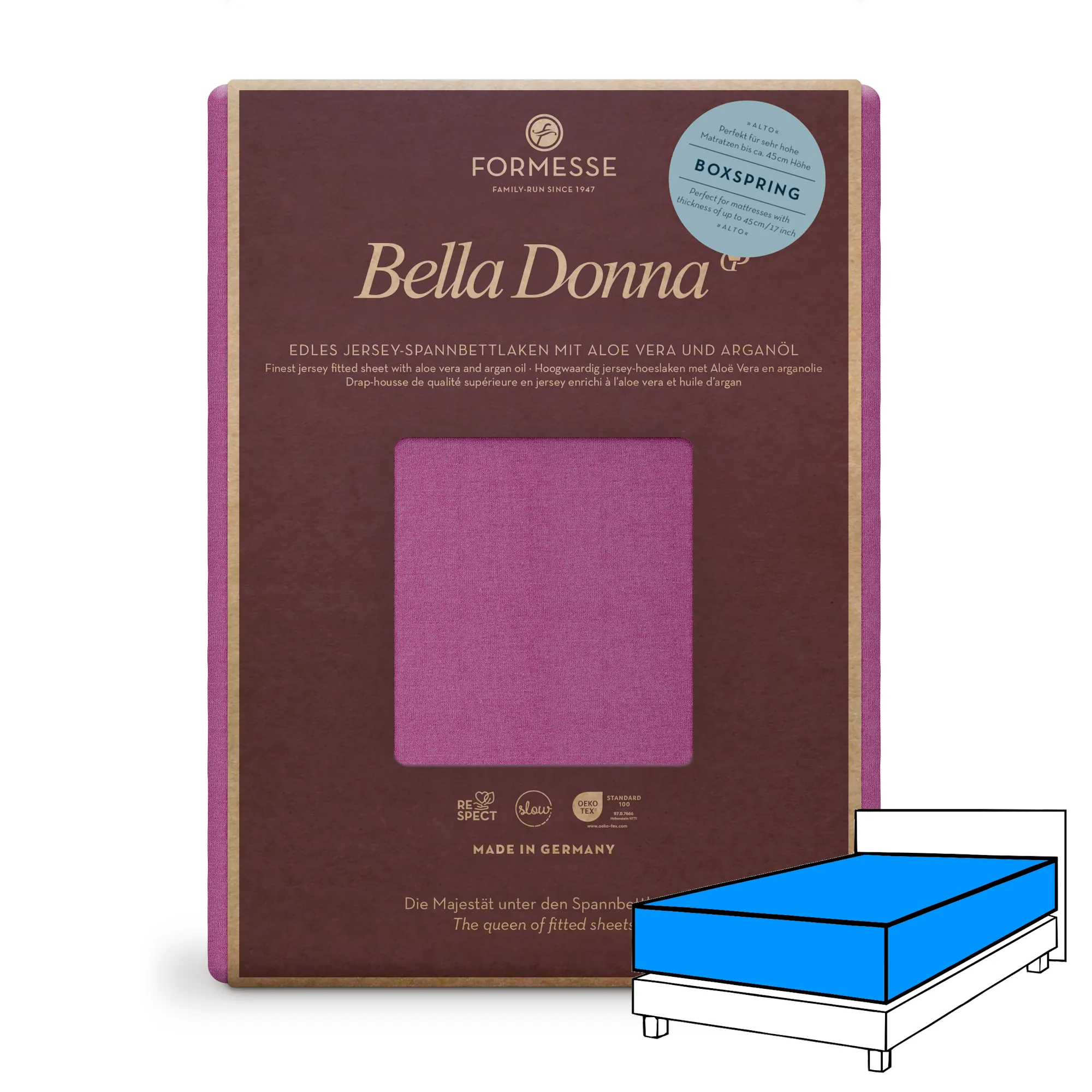 Bella Donna ALTO Boxspringbett Spannbettlaken Jersey Fuchsia Produktbild Bella Donna ALTO Boxspringbett Spannbettlaken Jersey Fuchsia