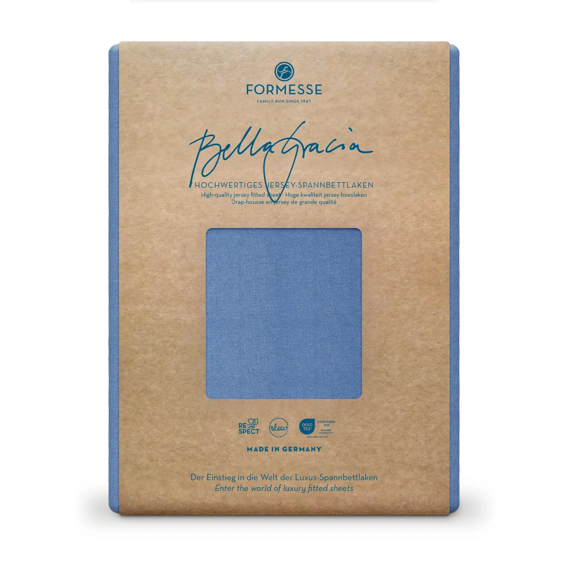 Formesse Spannbettlaken BELLA GRACIA Jersey Meeresblau