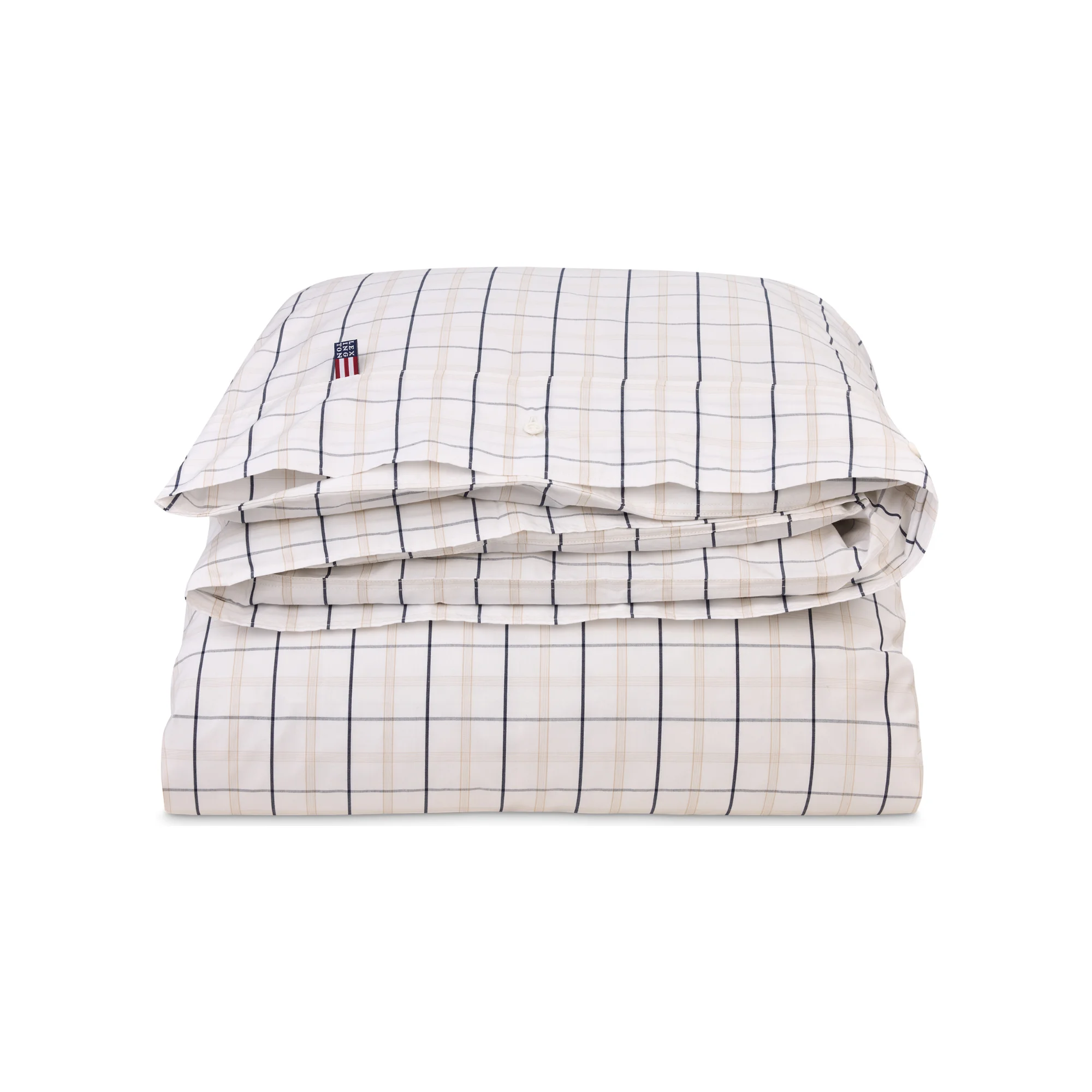 Lexington Bettwäsche ICONS CHECKED Perkal Weiß-Navy