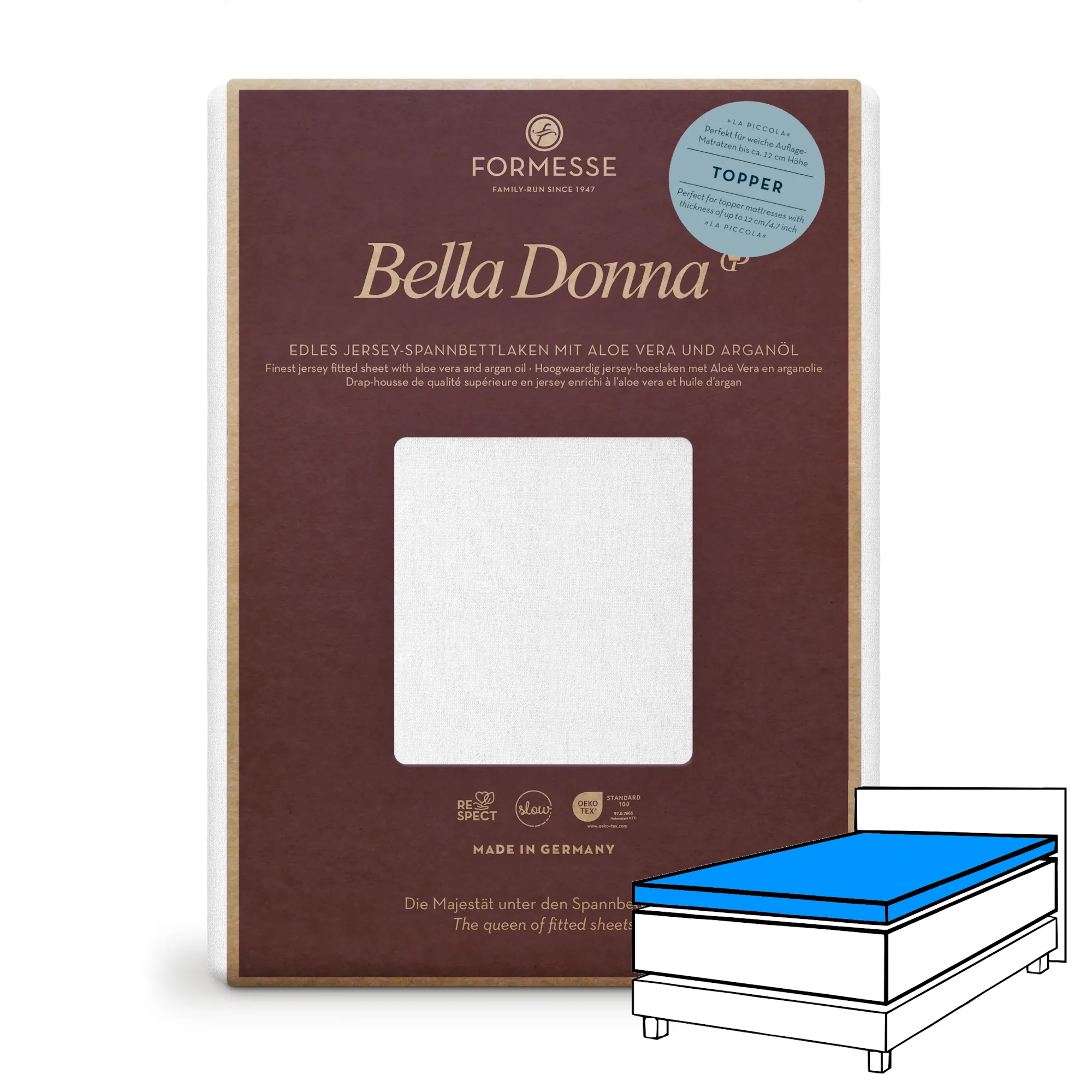 Bella Donna LA PICCOLA Topper Spannbettlaken Jersey Weiß Produktbild Bella Donna LA PICCOLA Topper Spannbettlaken Jersey Weiß