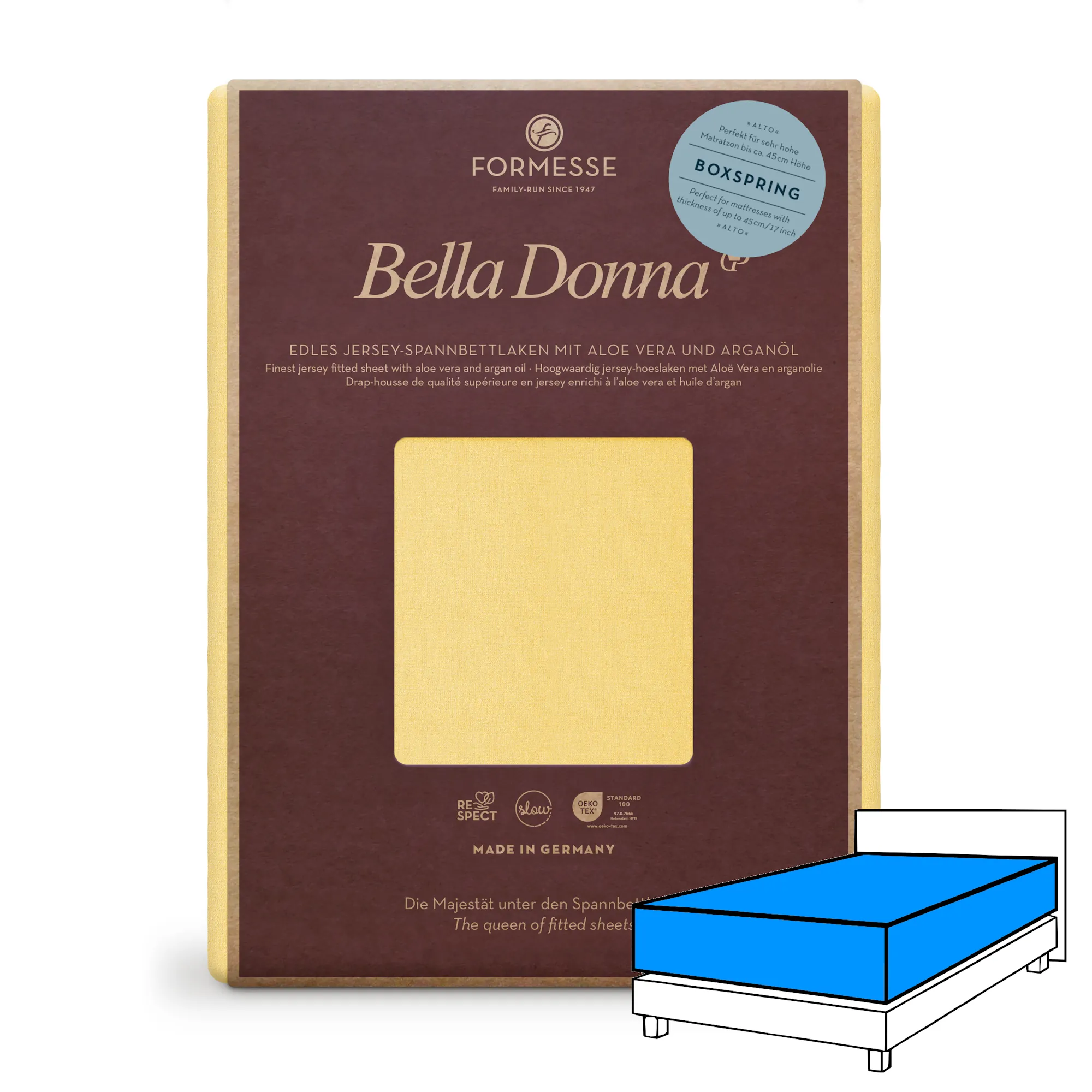 Bella Donna ALTO Boxspringbett Spannbettlaken Jersey Hellgelb