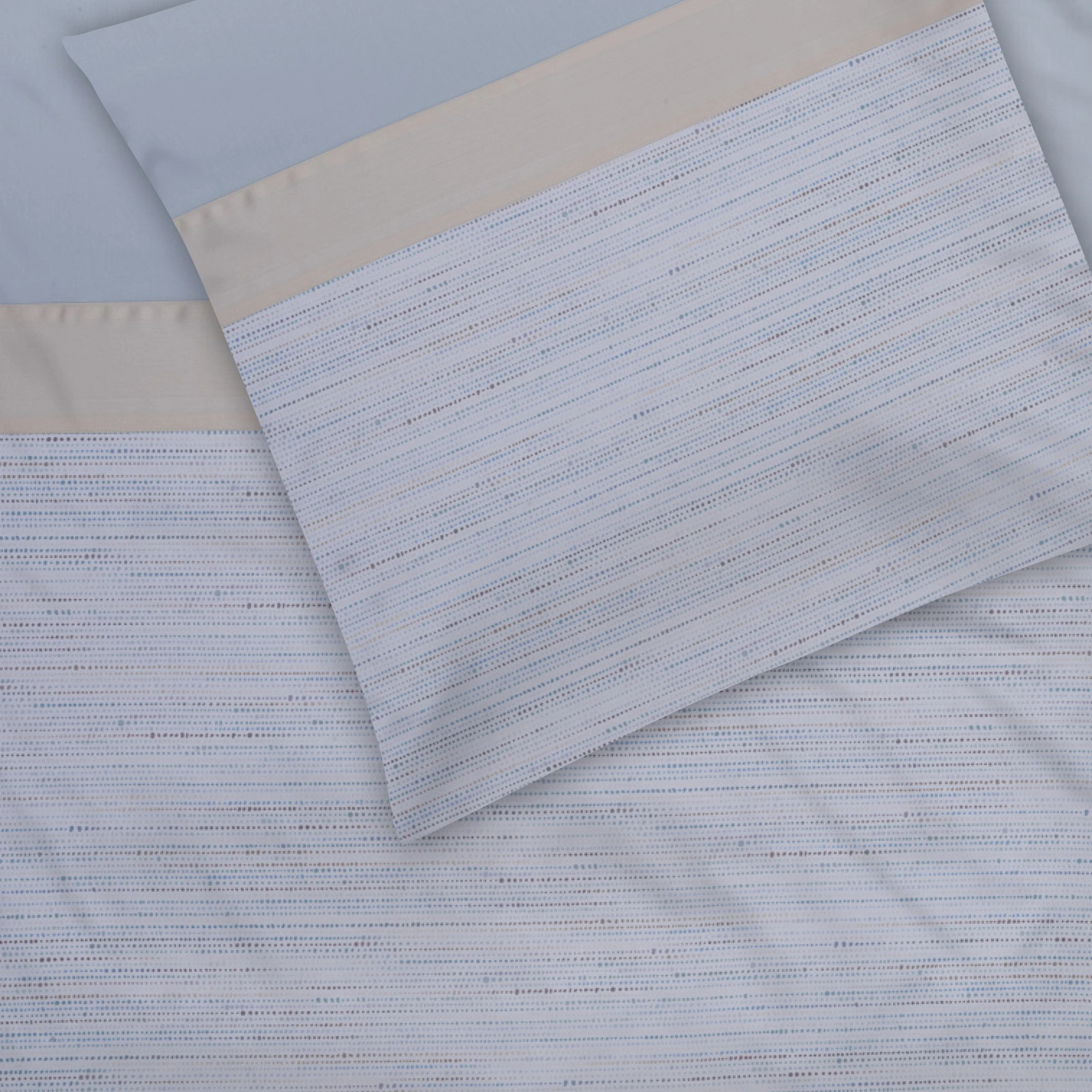 Graser Bettwäsche POMPIDOU Satin Weiß-Bleu-Mondstein