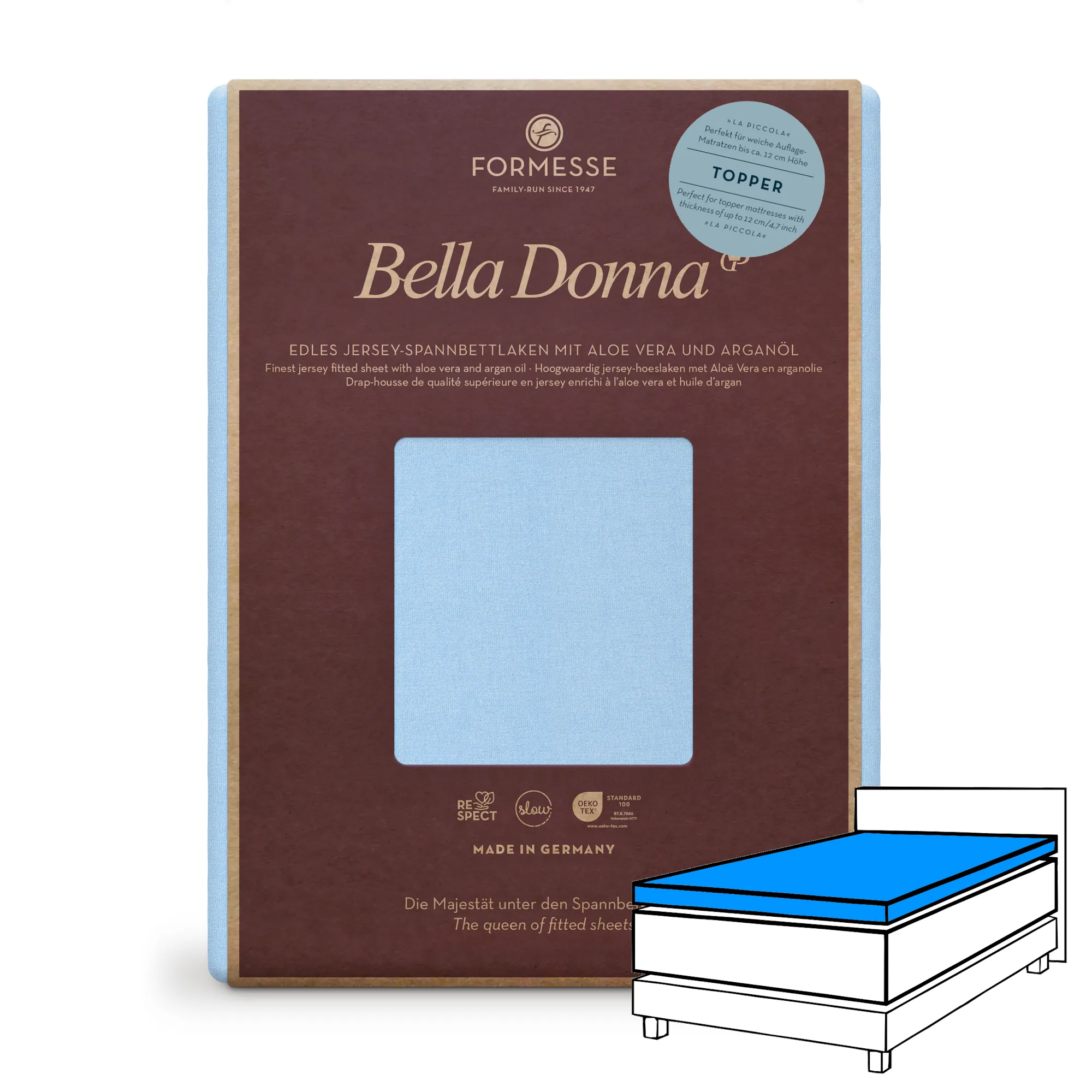 Bella Donna LA PICCOLA Topper Spannbettlaken Jersey Hellblau