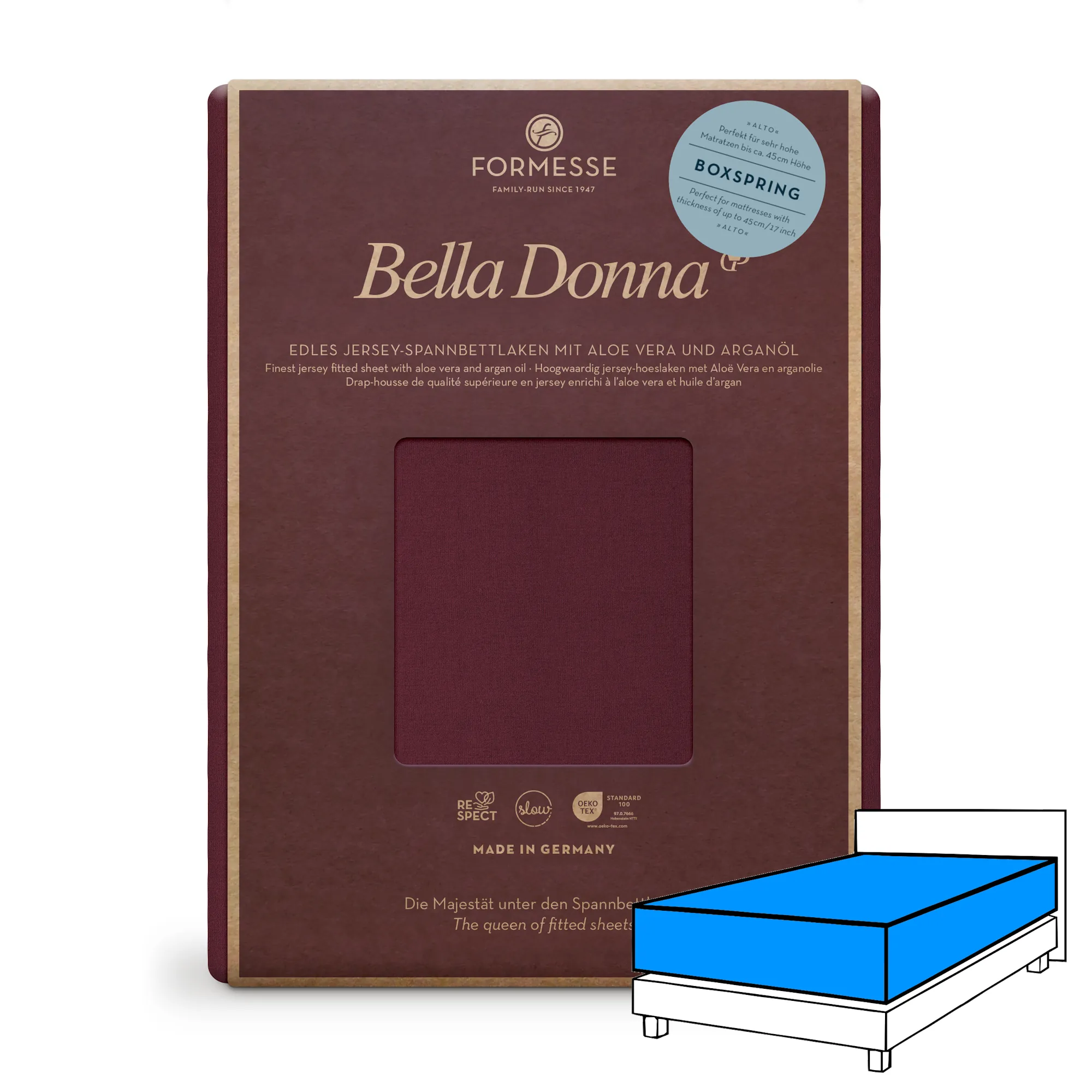 Bella Donna ALTO Boxspringbett Spannbettlaken Jersey Cabernet