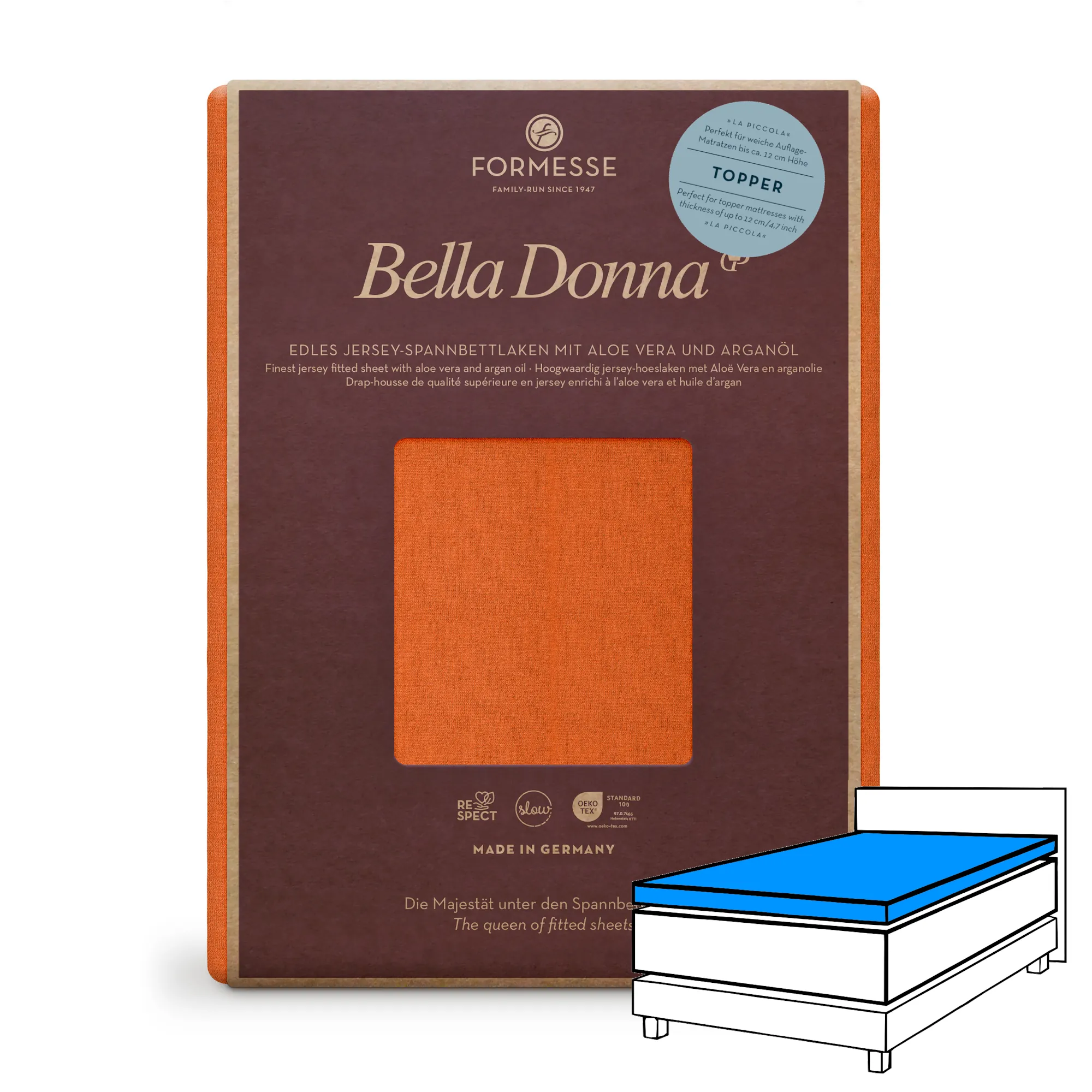 Bella Donna LA PICCOLA Topper Spannbettlaken Jersey Kurkuma Produktbild Bella Donna LA PICCOLA Topper Spannbettlaken Jersey Kurkuma
