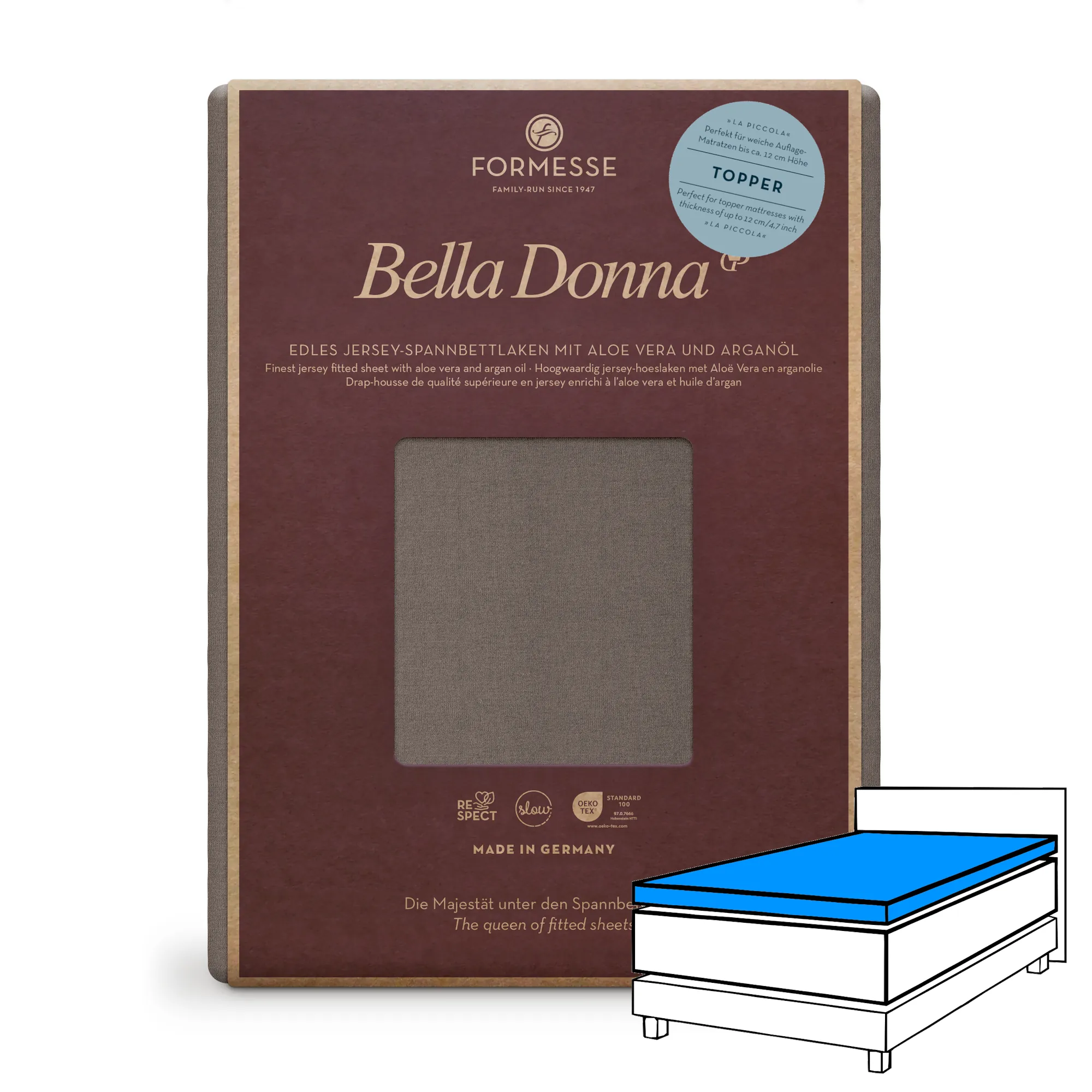 Bella Donna LA PICCOLA Topper Spannbettlaken Jersey Trüffel Produktbild Bella Donna LA PICCOLA Topper Spannbettlaken Jersey Trüffel