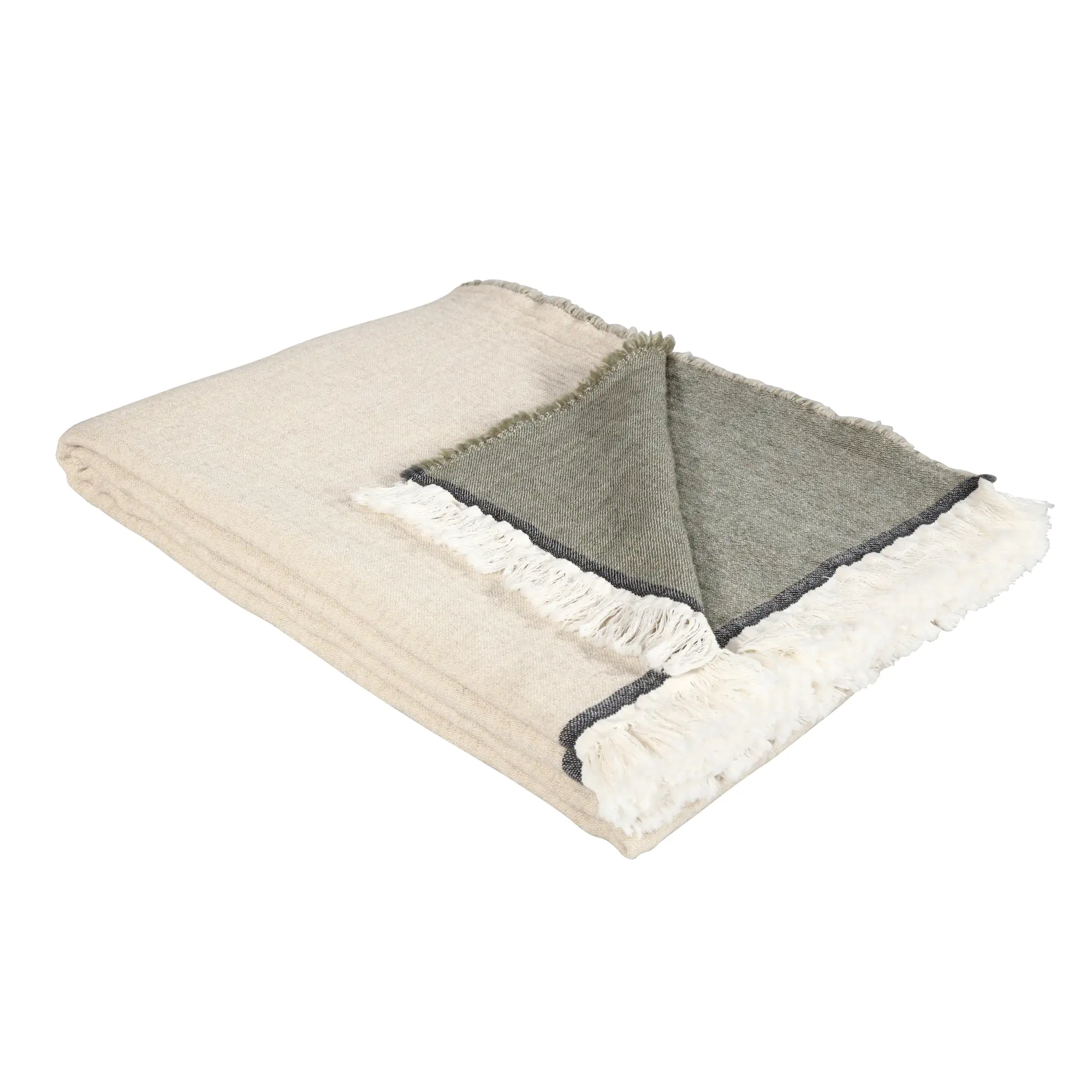 Eskimo Plaid LILY Wolle Beige-Salbei Produktbild Eskimo Plaid LILY Wolle Beige-Salbei