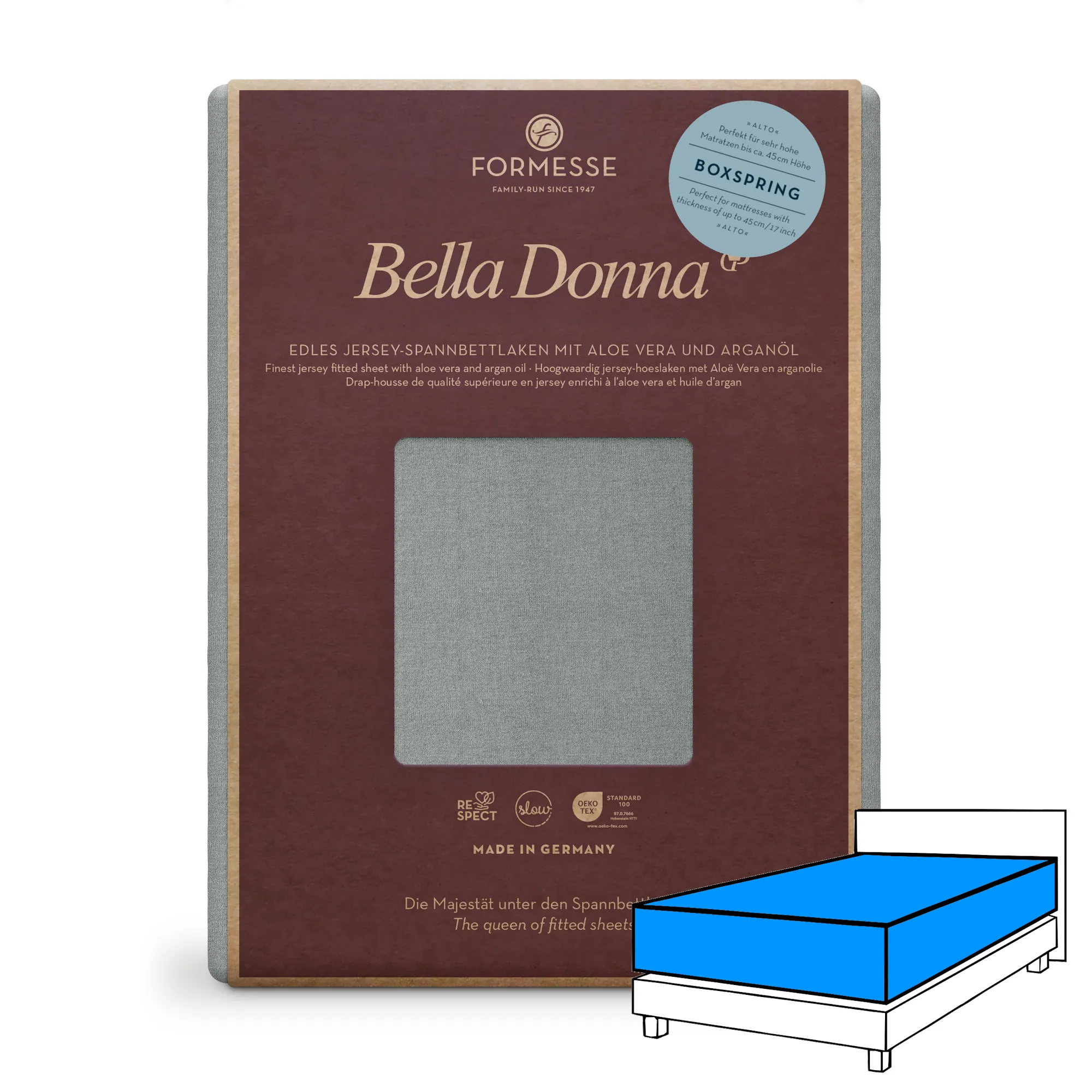 Bella Donna ALTO Boxspringbett Spannbettlaken Jersey Zement