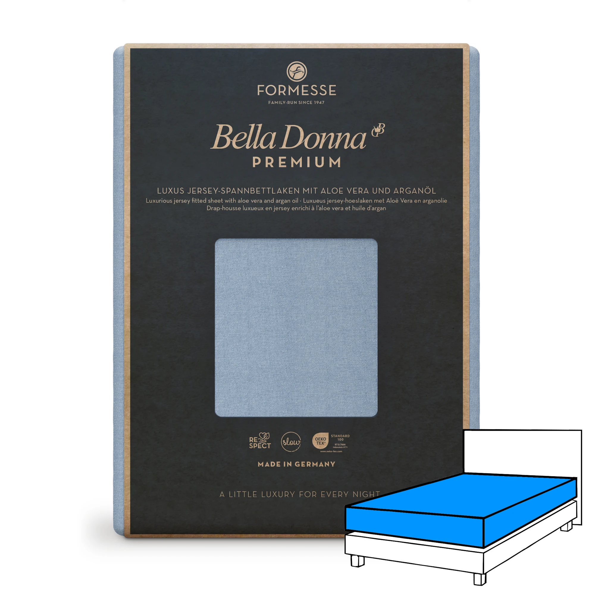 BELLA DONNA PREMIUM Spannbettlaken Jersey Hellgrau Produktbild 1 BELLA DONNA PREMIUM Spannbettlaken Jersey Hellgrau 1