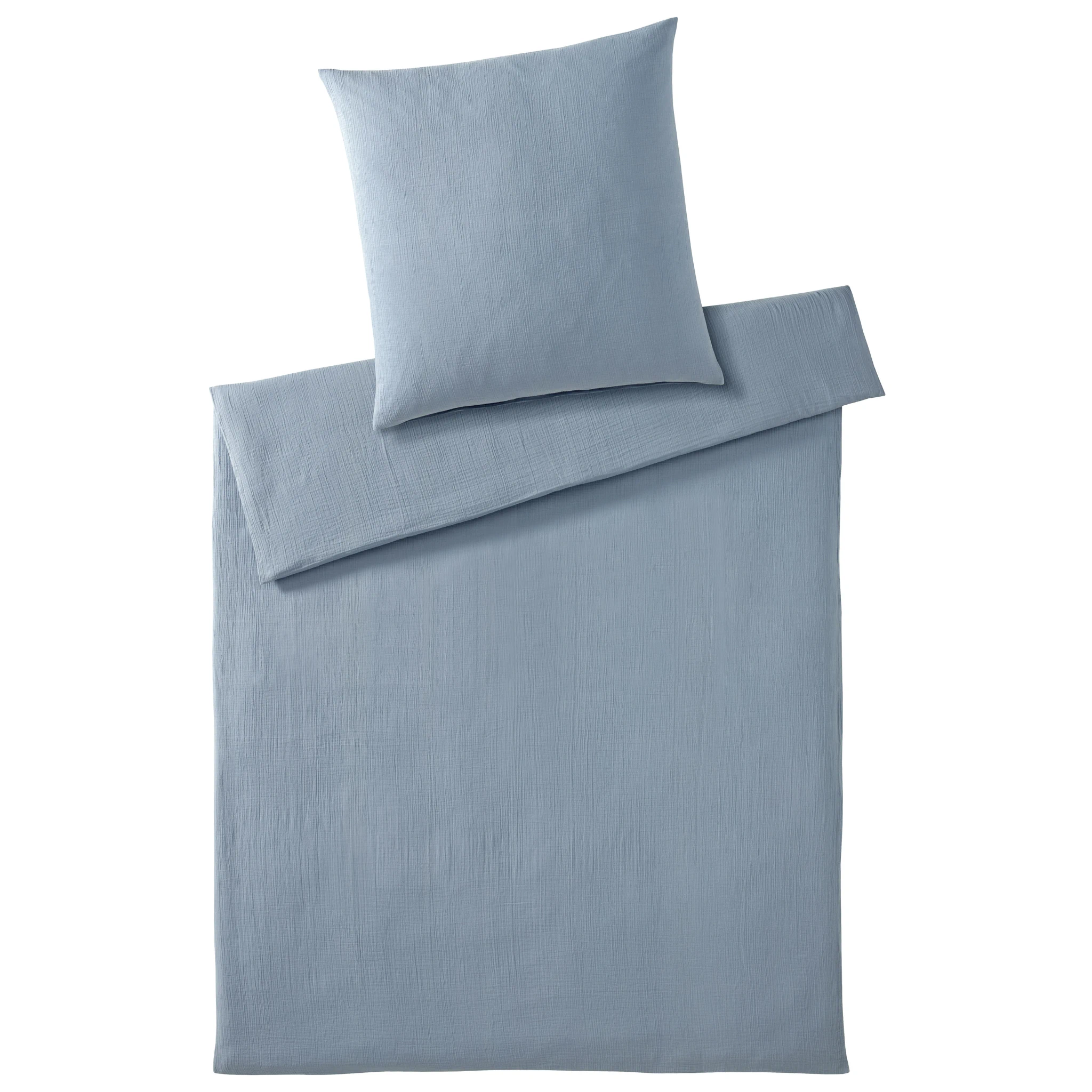 elegante Bettwäsche SMOOTH Musselin Rauchblau Produktbild elegante Bettwäsche SMOOTH Musselin Rauchblau