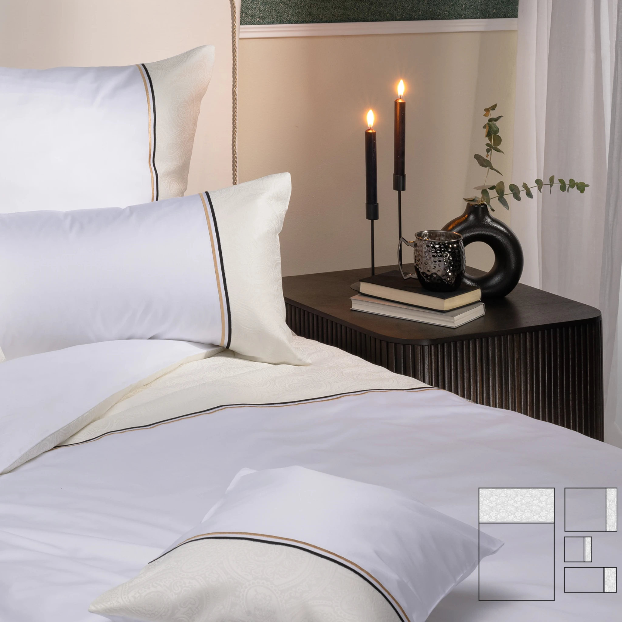 Graser Bettwäsche BELLO Satin Weiß-Kiesel Produktbild Graser Bettwäsche BELLO Satin Weiß-Kiesel