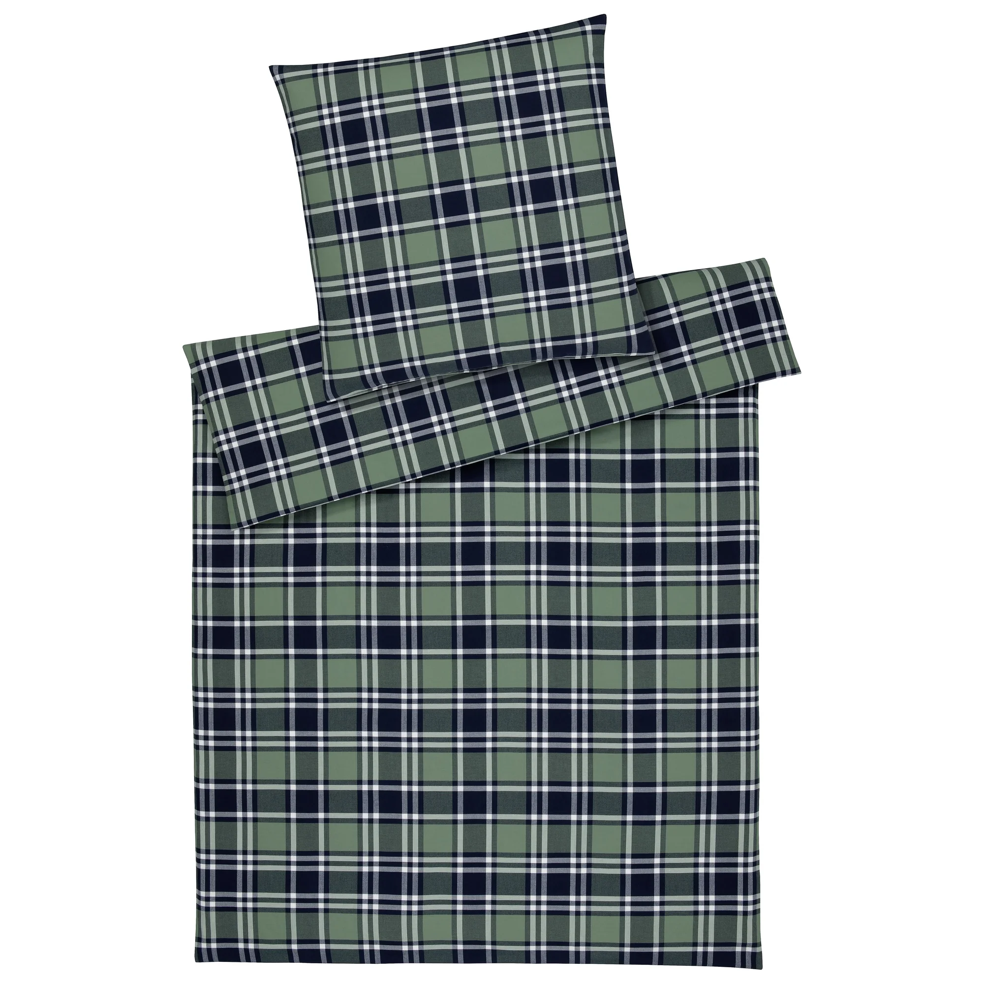 elegante Bettwäsche MANCHESTER Flanell Waldgrün