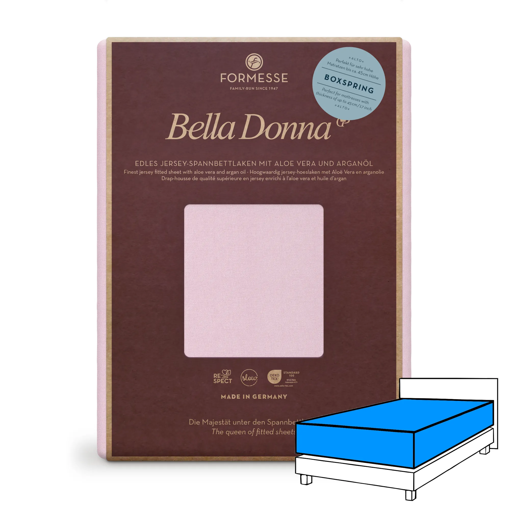 Bella Donna ALTO Boxspringbett Spannbettlaken Jersey Rose Produktbild Bella Donna ALTO Boxspringbett Spannbettlaken Jersey Rose