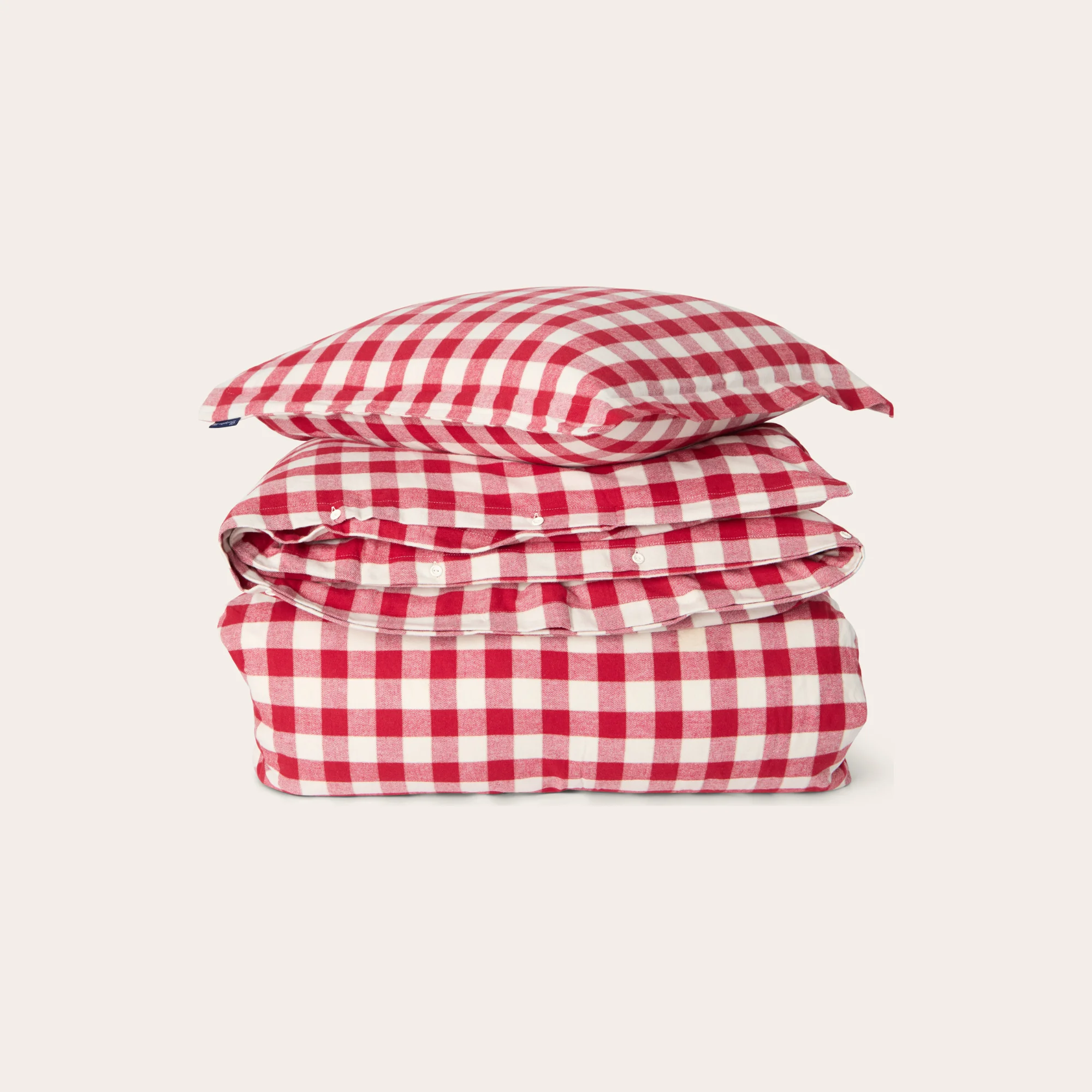 Lexington Bettwäsche CHECKED Flanell Rot-Beige