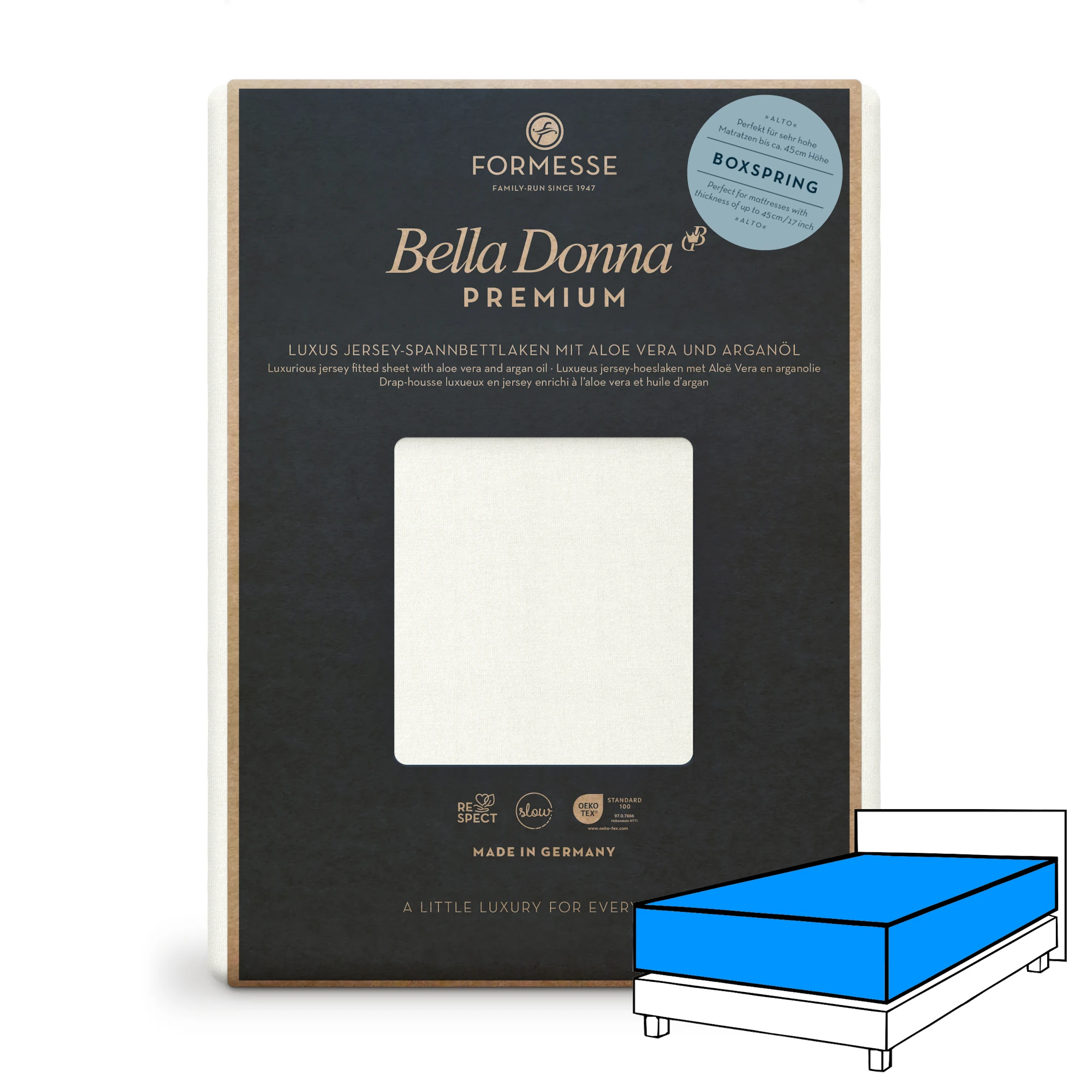 Bella Donna PREMIUM ALTO Spannbettlaken Jersey Leinen Produktbild Bella Donna PREMIUM ALTO Spannbettlaken Jersey Leinen