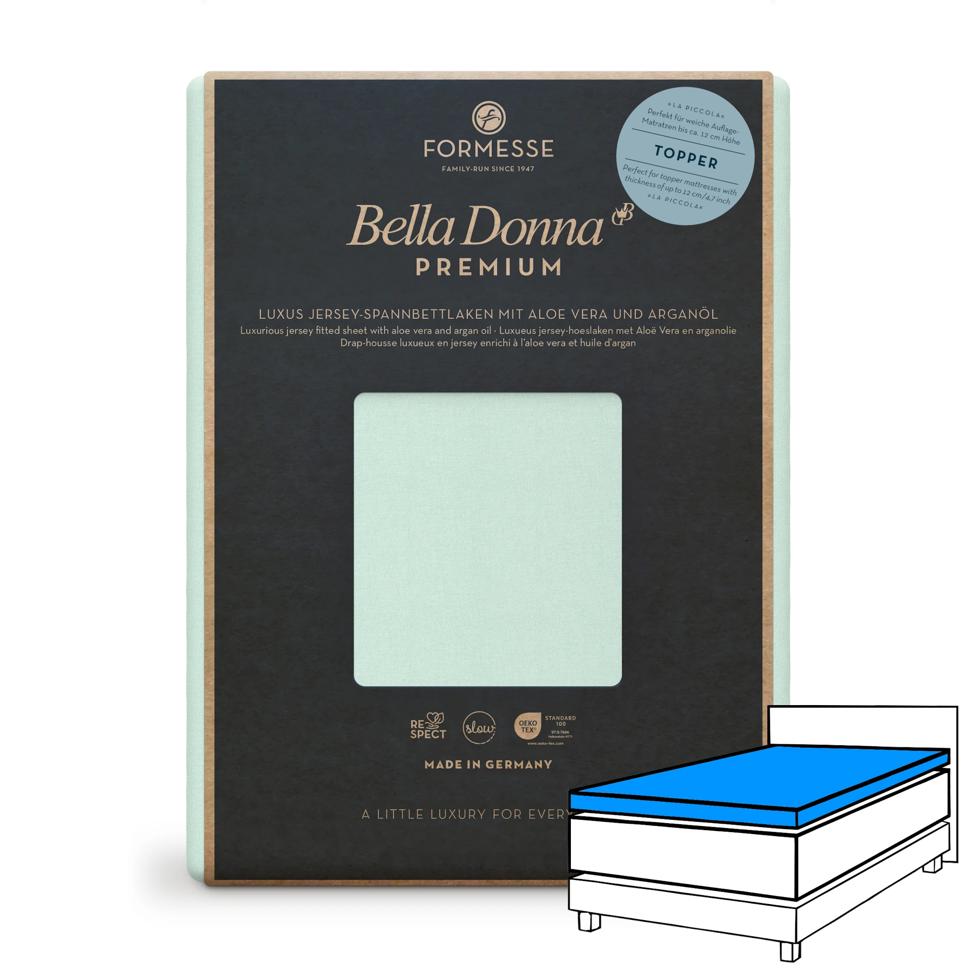 Bella Donna PREMIUM LA PICCOLA Spannbettlaken Jersey Pastellgrün Produktbild Bella Donna PREMIUM LA PICCOLA Spannbettlaken Jersey Pastellgrün