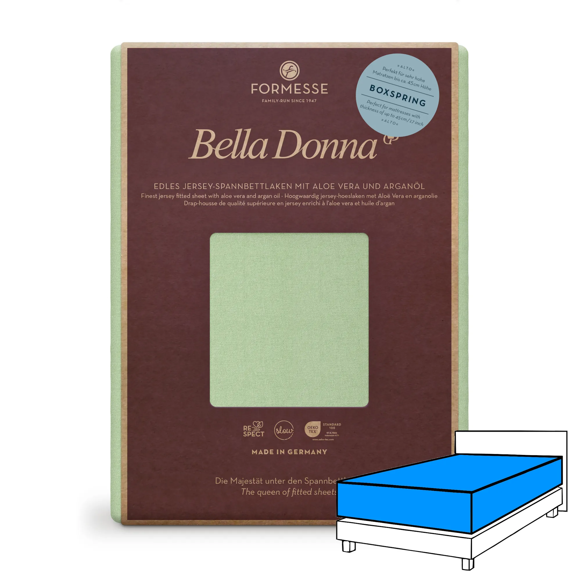 Bella Donna ALTO Boxspringbett Spannbettlaken Jersey Pistazie