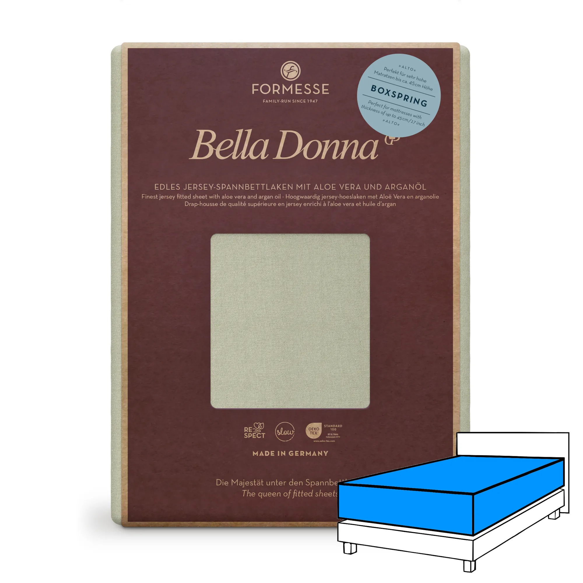 Bella Donna ALTO Boxspringbett Spannbettlaken Jersey Graugrün