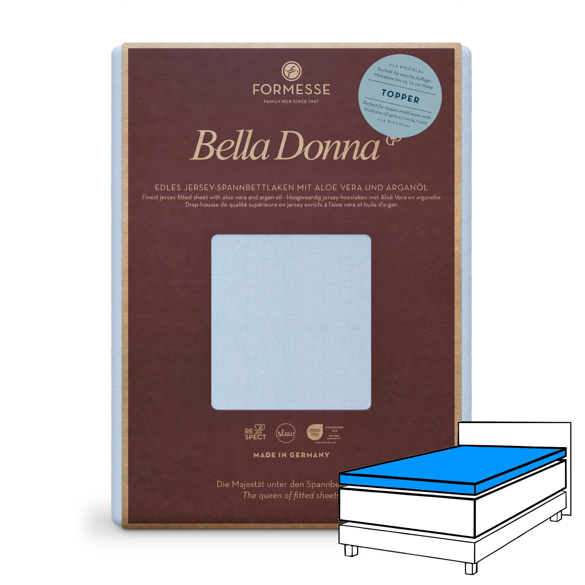Bella Donna LA PICCOLA Topper Spannbettlaken Jersey Himmelblau Produktbild Bella Donna LA PICCOLA Topper Spannbettlaken Jersey Himmelblau