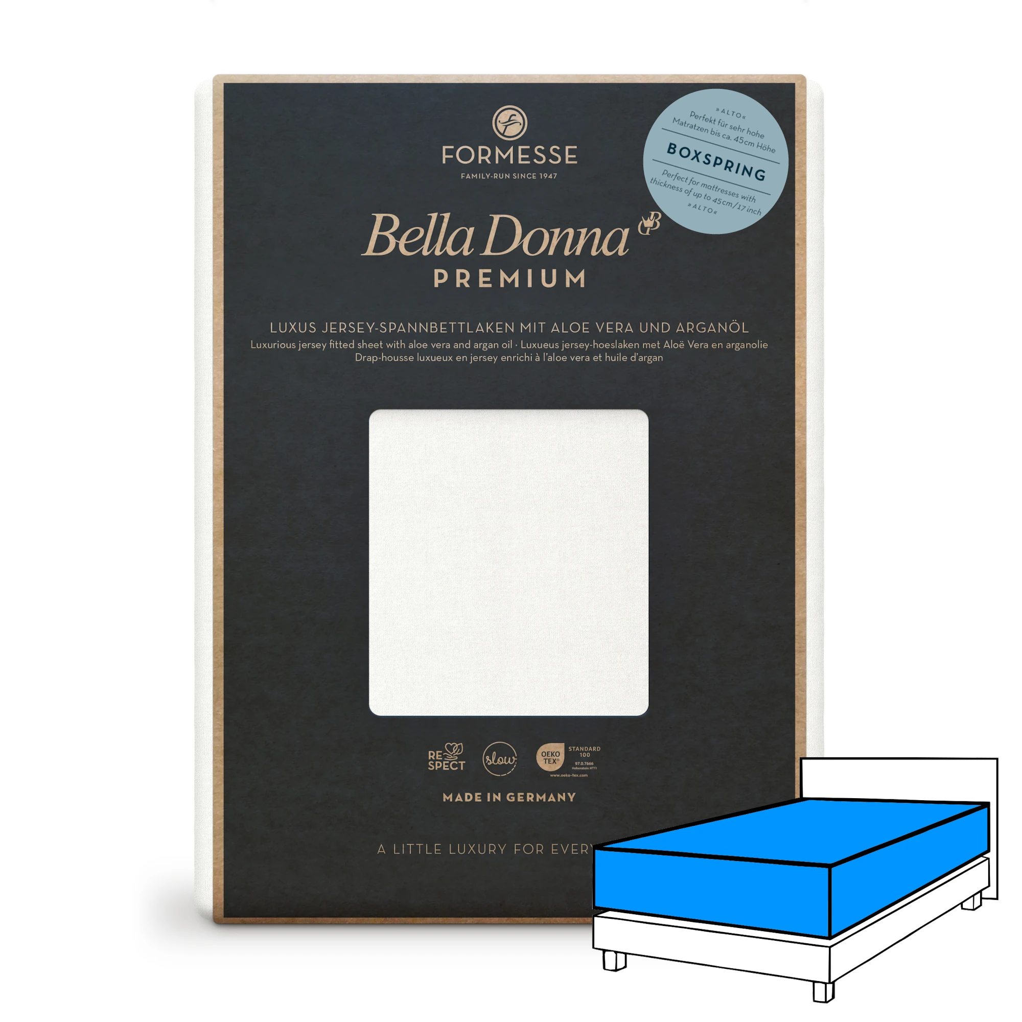 Bella Donna PREMIUM ALTO Spannbettlaken Jersey Wollweiß Produktbild Bella Donna PREMIUM ALTO Spannbettlaken Jersey Wollweiß
