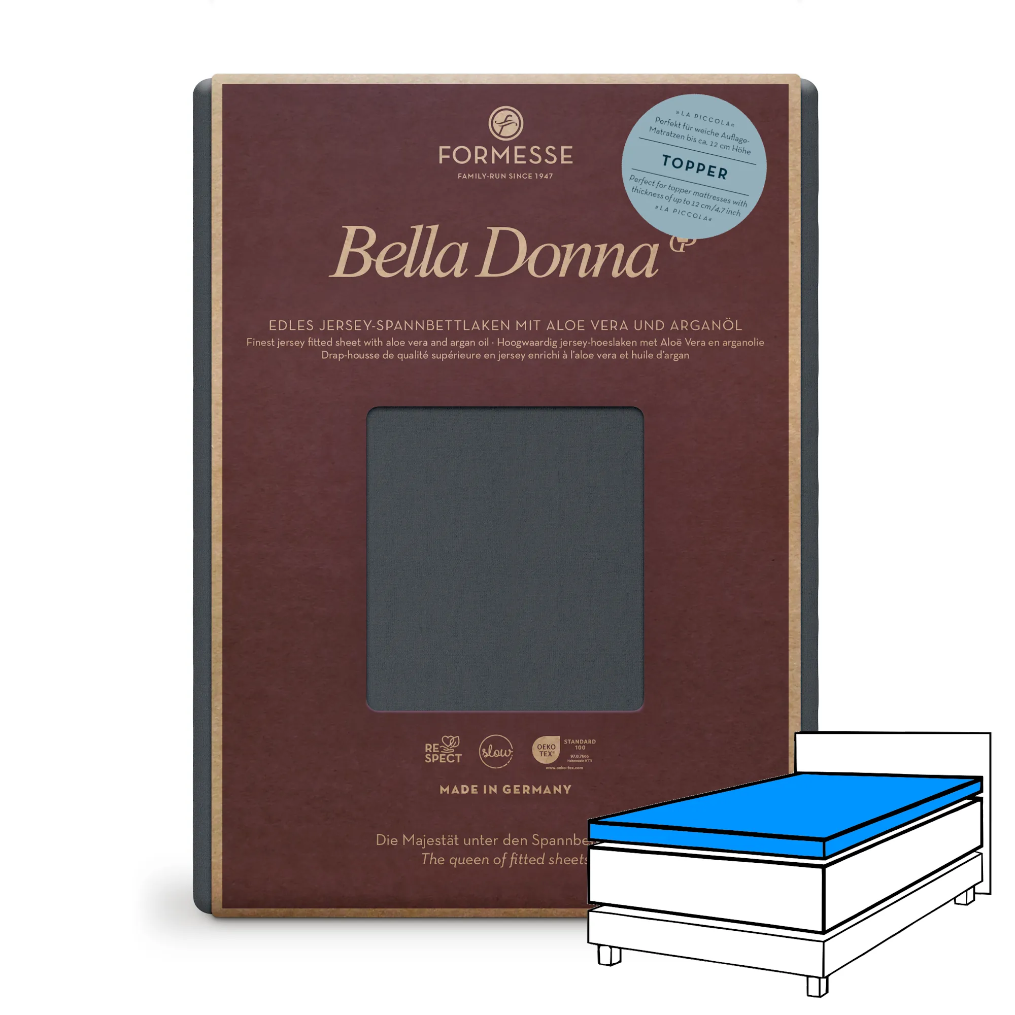 Bella Donna LA PICCOLA Topper Spannbettlaken Jersey Blaugrau