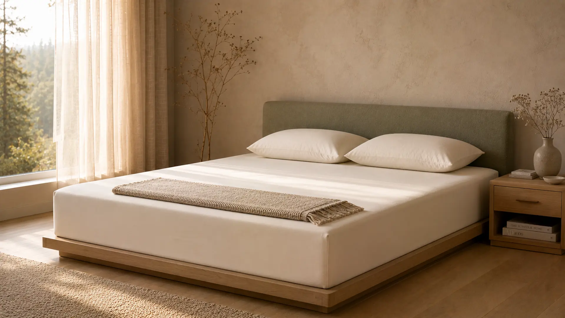 Formesse Bella Donna Premium Spannbettlaken in einem stilvollen Schlafzimmer mit Wollweiss und Naturtönen