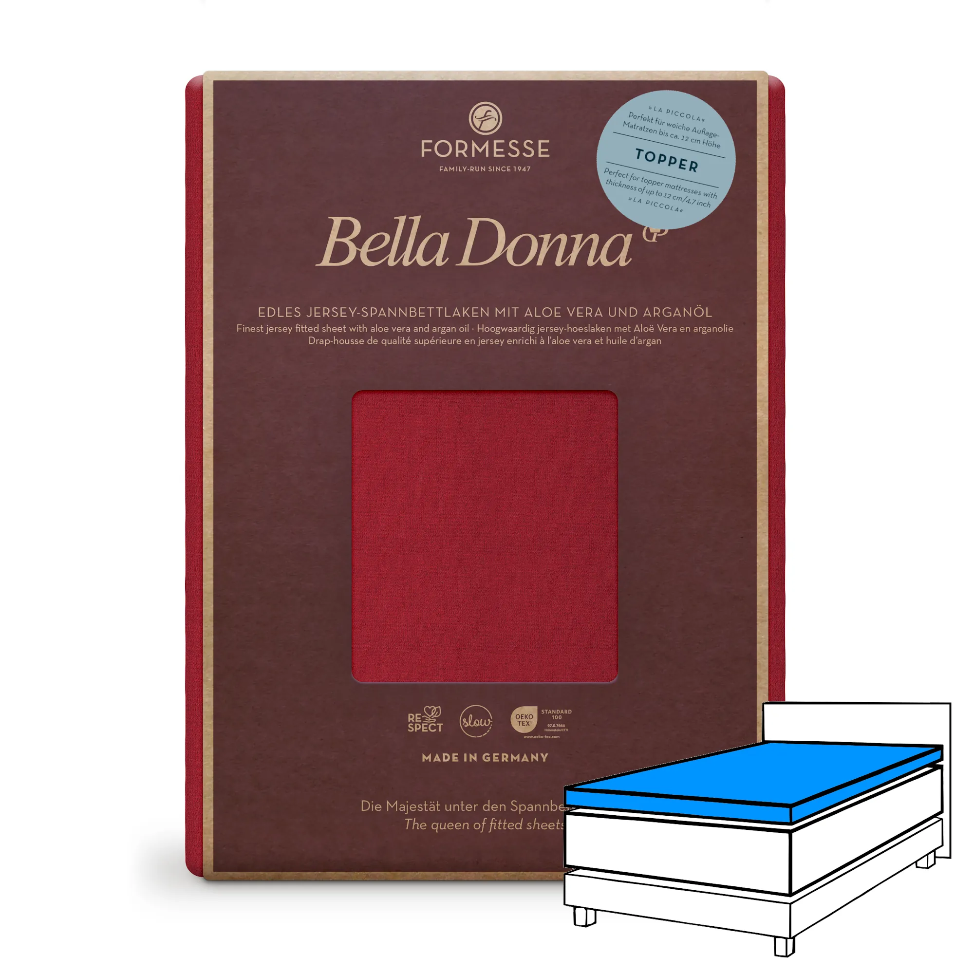 Bella Donna LA PICCOLA Topper Spannbettlaken Jersey Carminrot