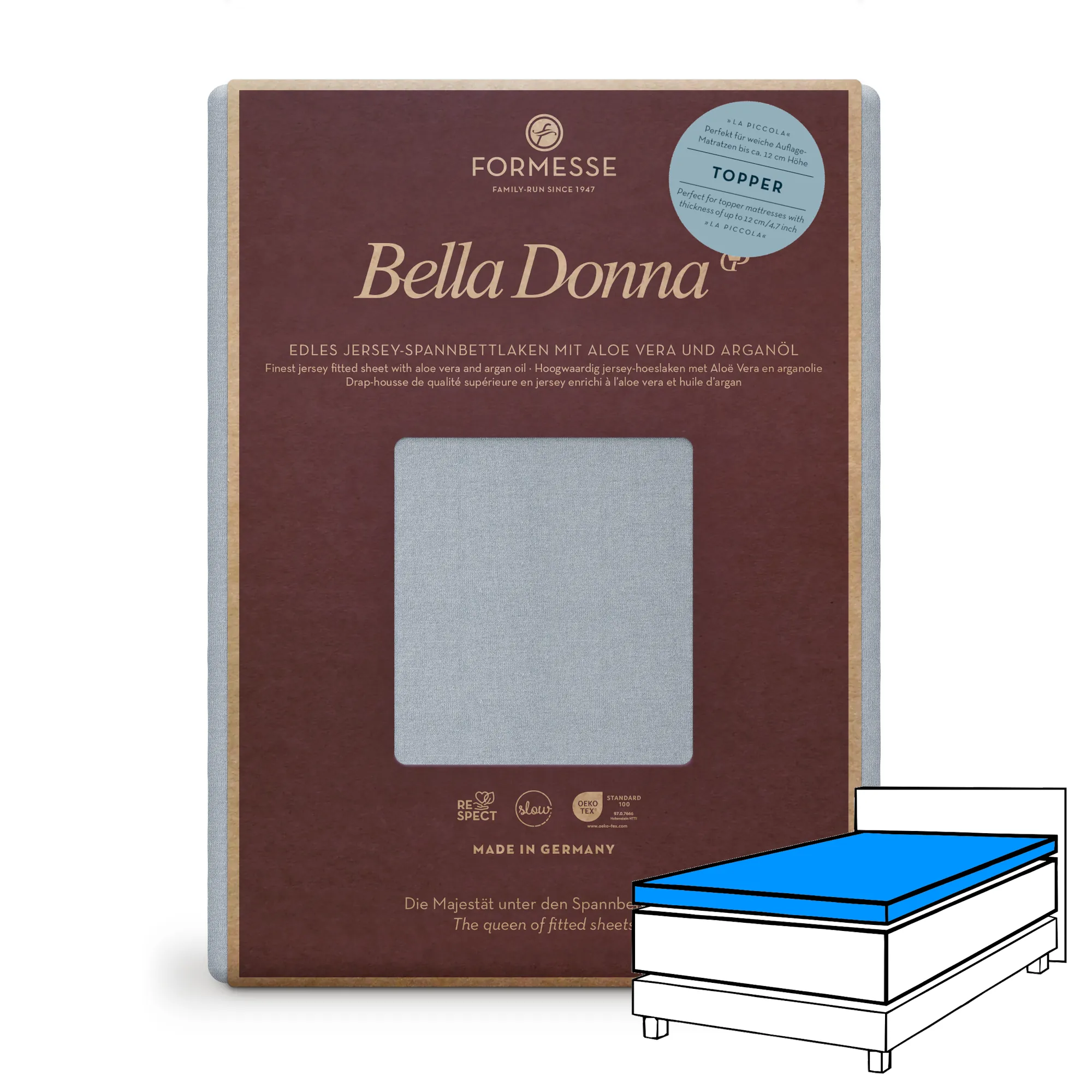 Bella Donna LA PICCOLA Topper Spannbettlaken Jersey Hellgrau