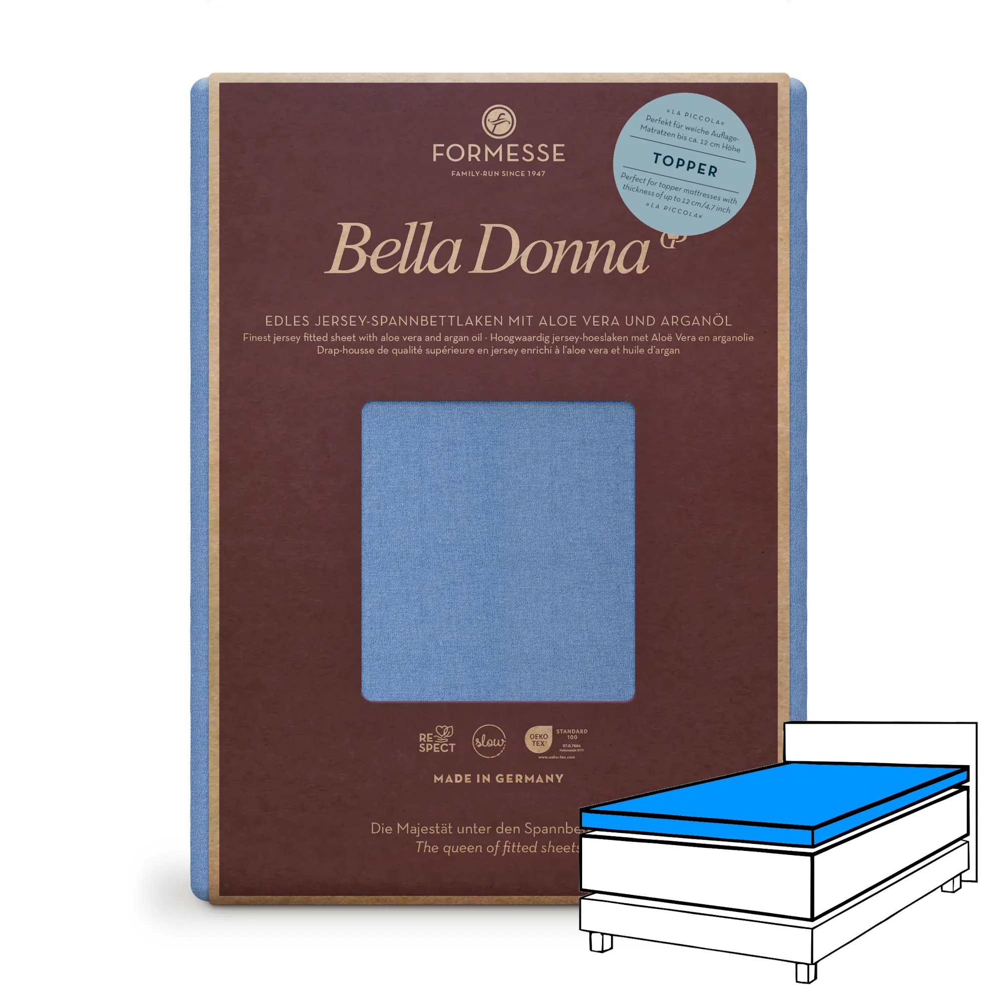 Bella Donna LA PICCOLA Topper Spannbettlaken Jersey Jeansblau