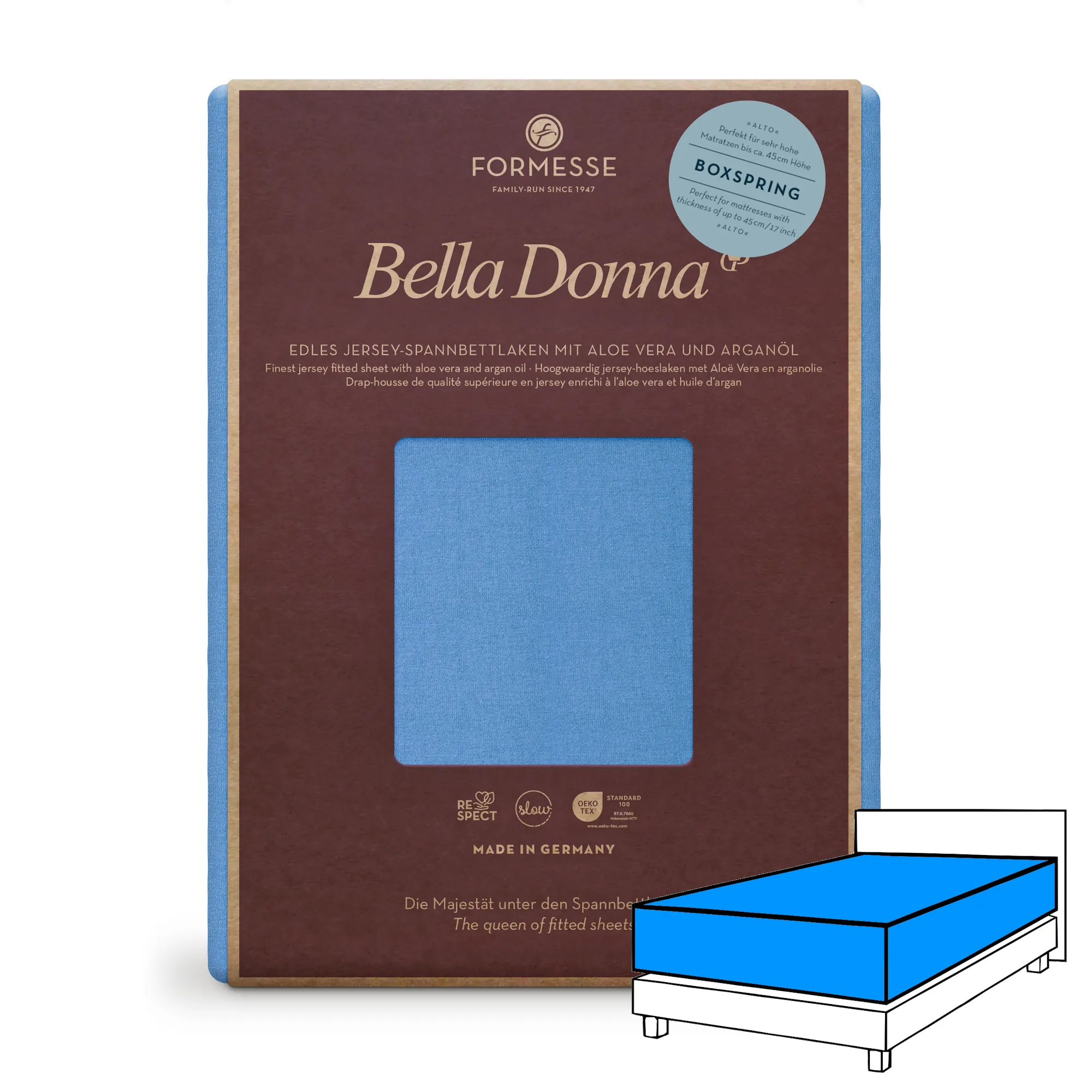 Bella Donna ALTO Boxspringbett Spannbettlaken Jersey Azur