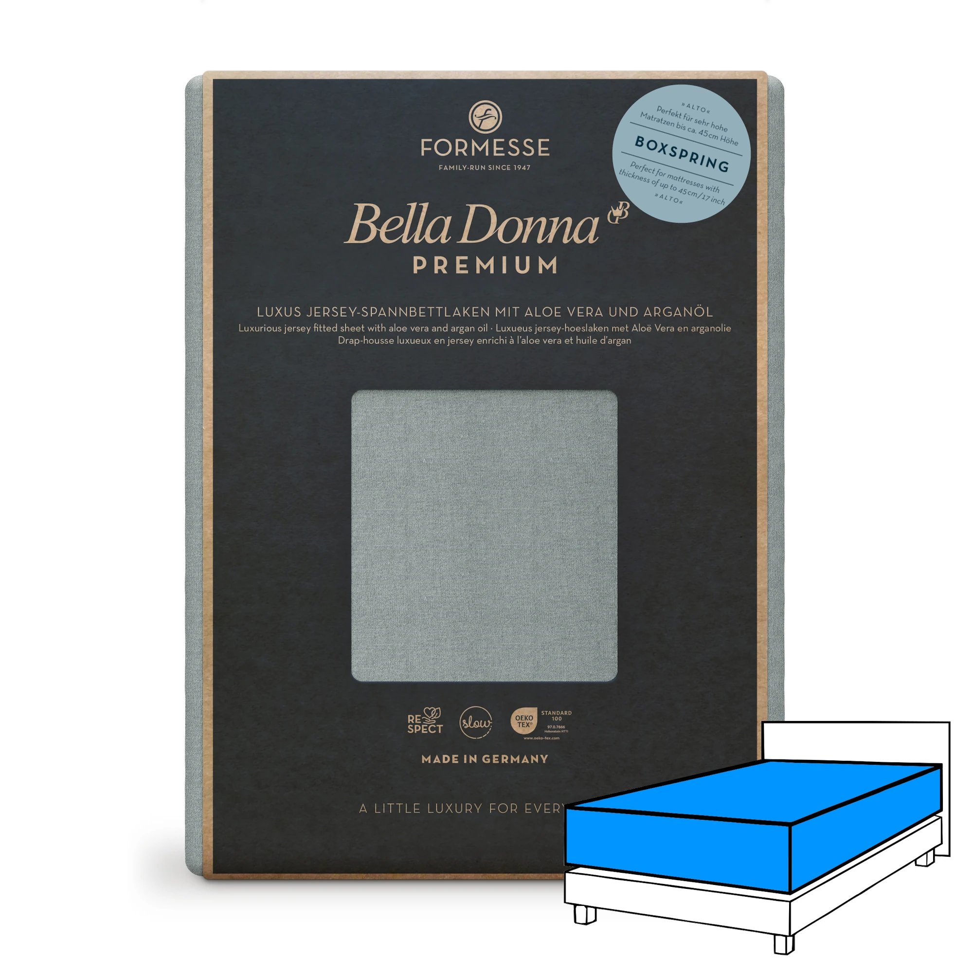 Bella Donna PREMIUM ALTO Spannbettlaken Jersey Zement