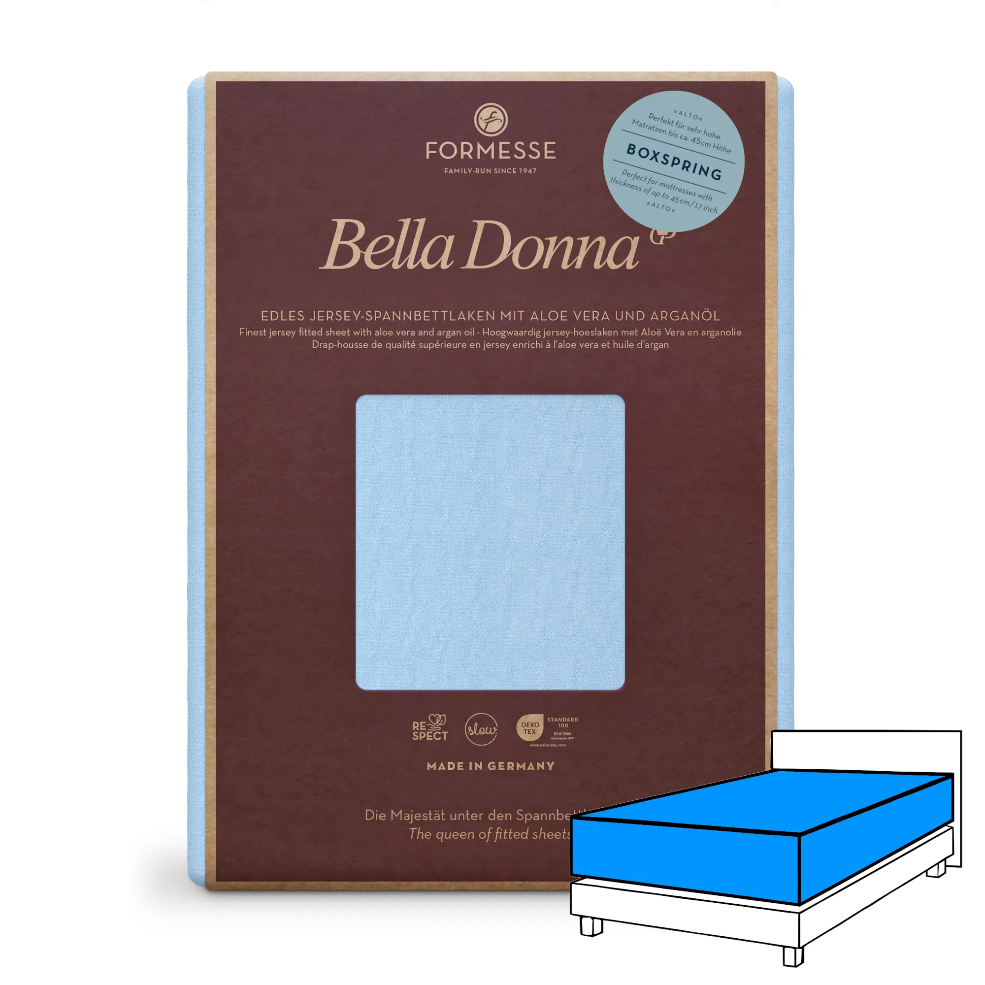 Bella Donna ALTO Boxspringbett Spannbettlaken Jersey Hellblau