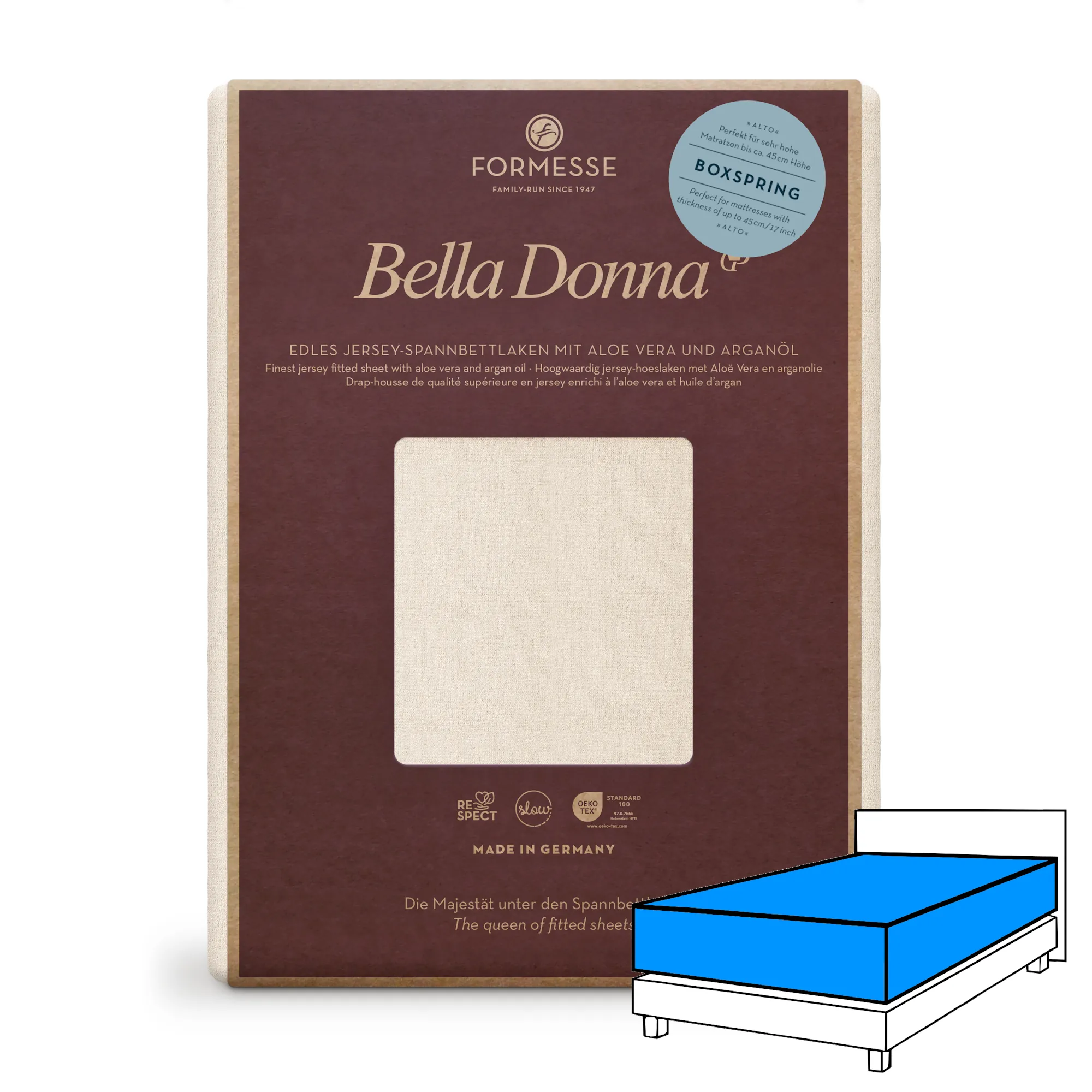 Bella Donna ALTO Boxspringbett Spannbettlaken Jersey Leinen
