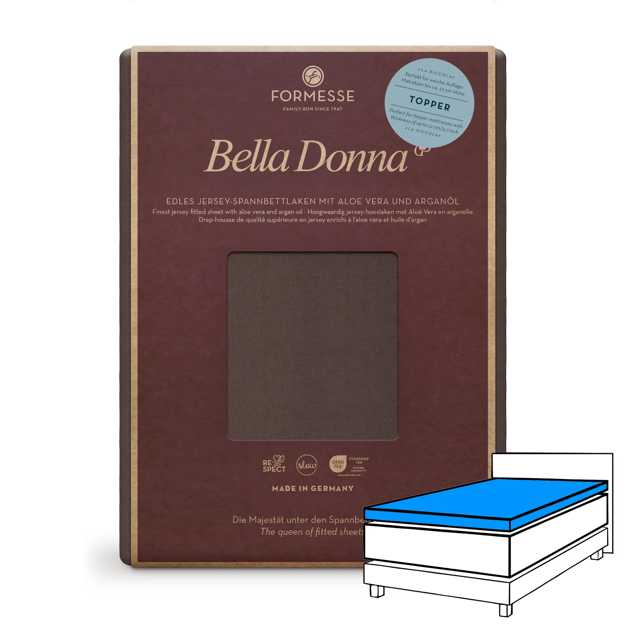 Bella Donna LA PICCOLA Topper Spannbettlaken Jersey Mokka Produktbild Bella Donna LA PICCOLA Topper Spannbettlaken Jersey Mokka