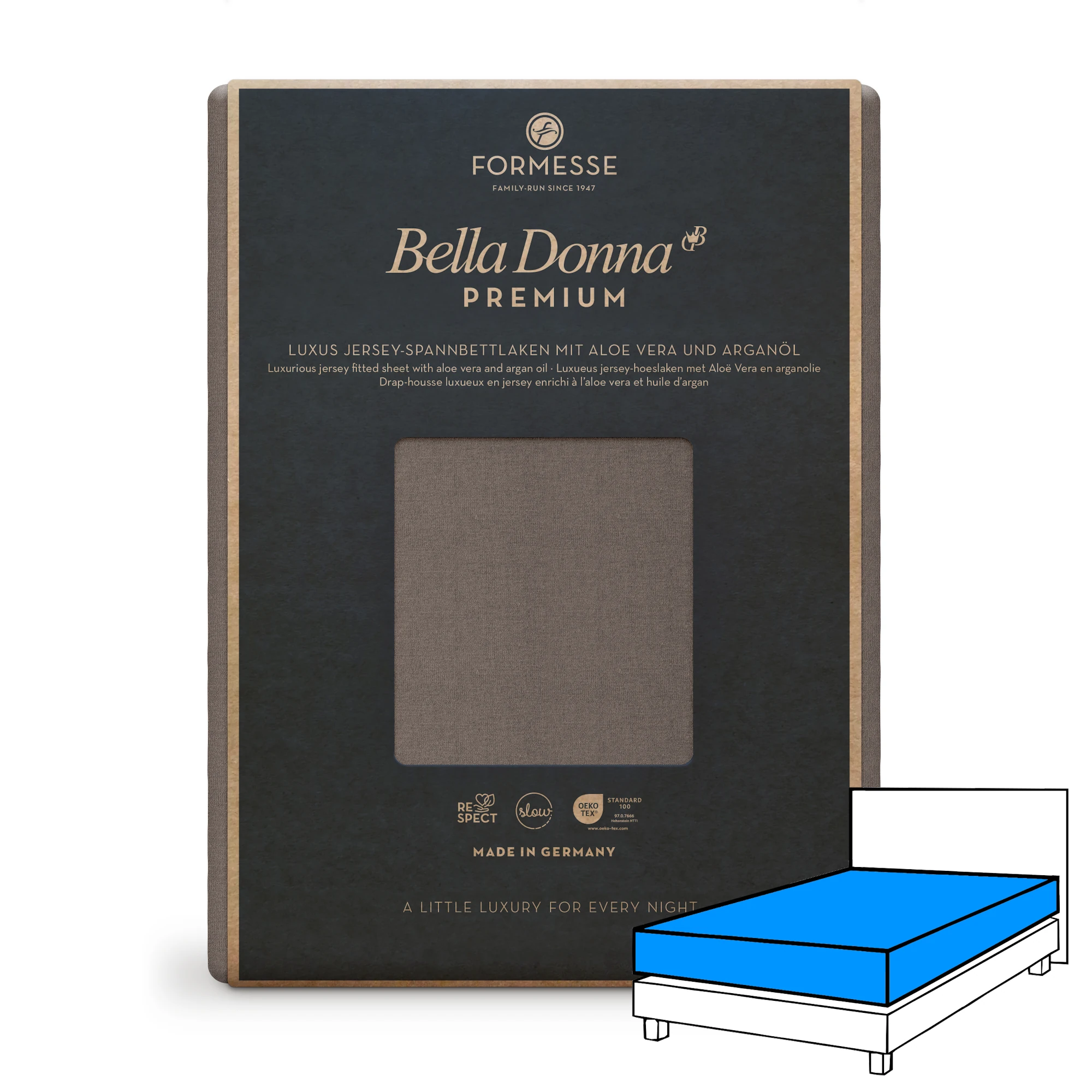 BELLA DONNA PREMIUM Spannbettlaken Jersey Trüffel 1