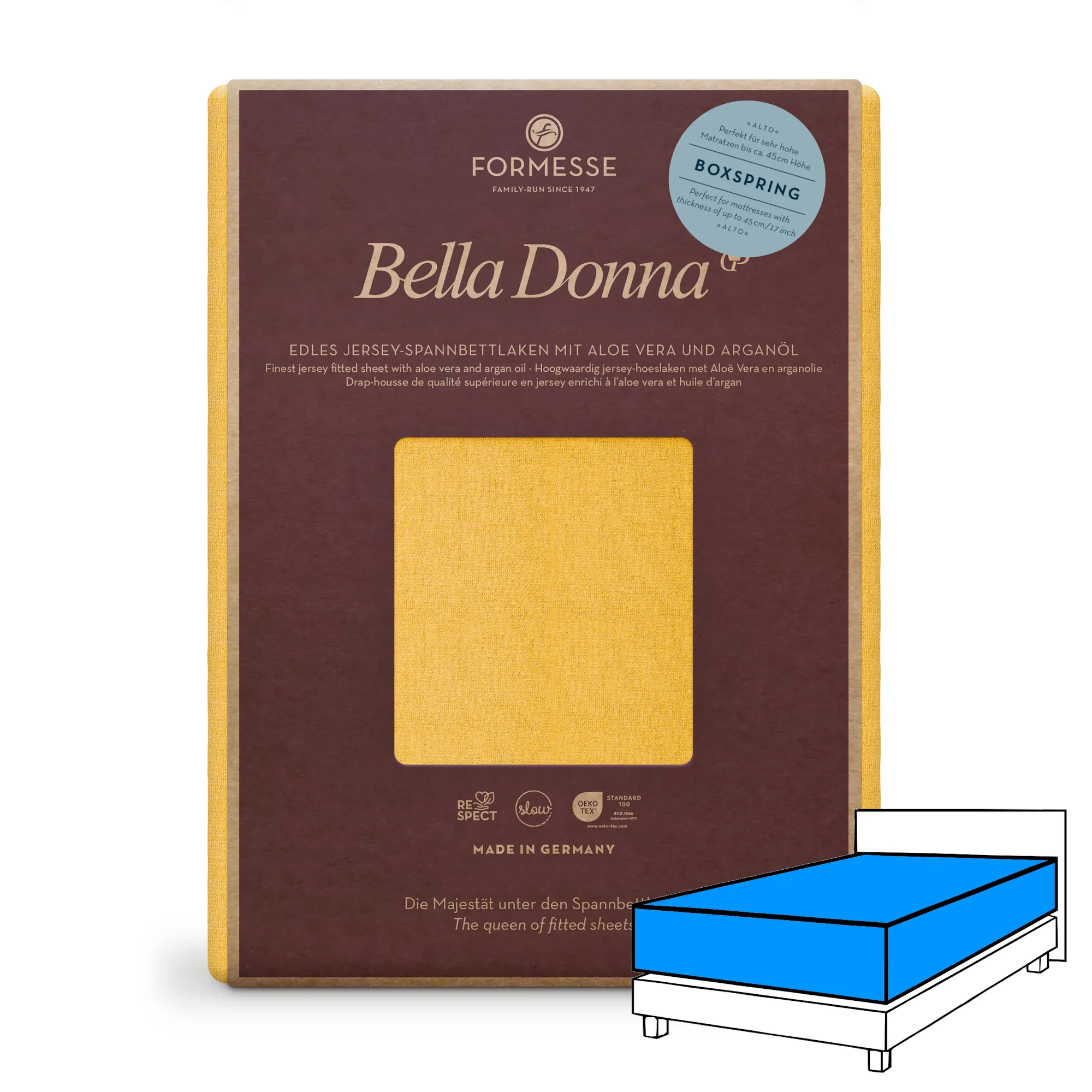 Bella Donna ALTO Boxspringbett Spannbettlaken Jersey Goldgelb
