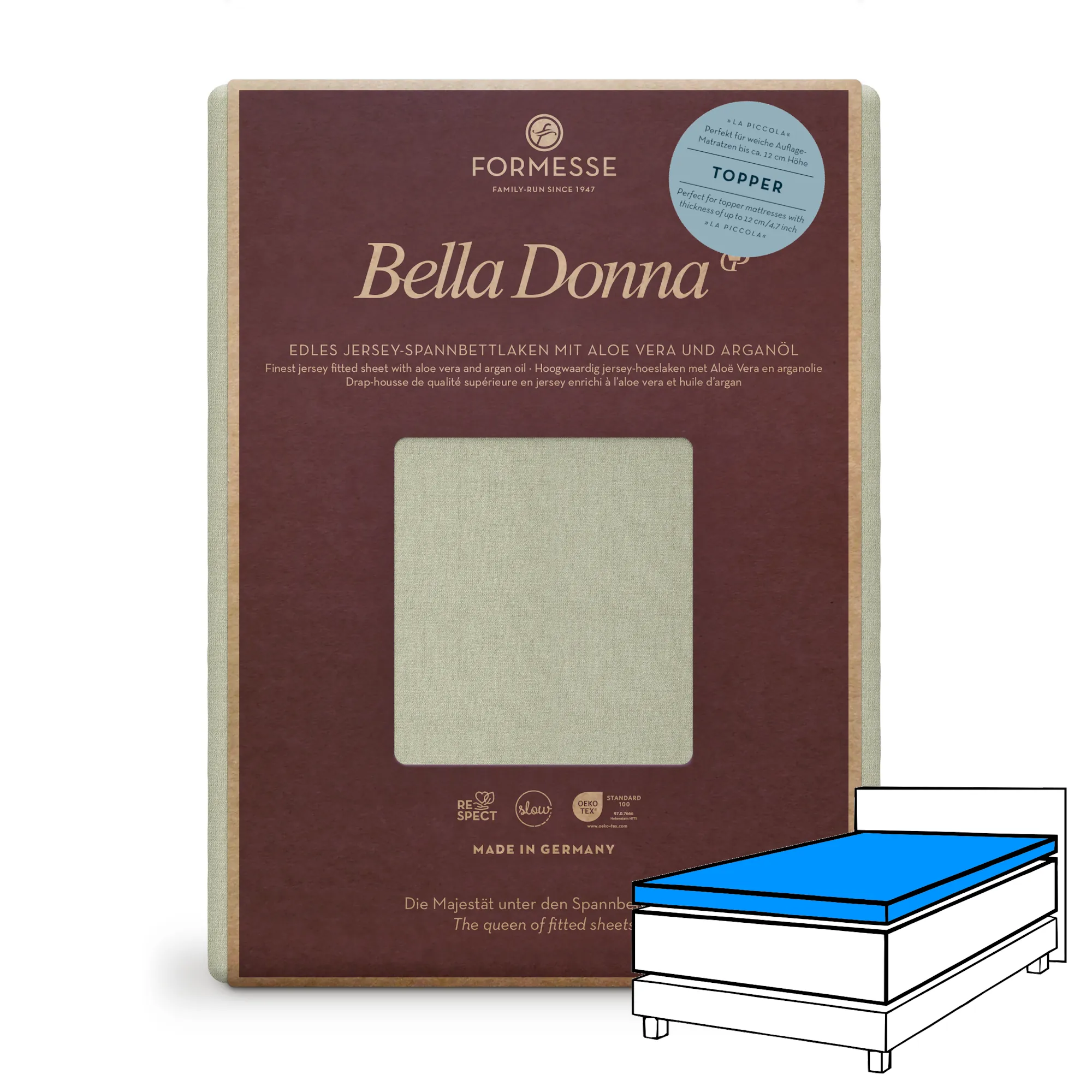 Bella Donna LA PICCOLA Topper Spannbettlaken Jersey Graugrün