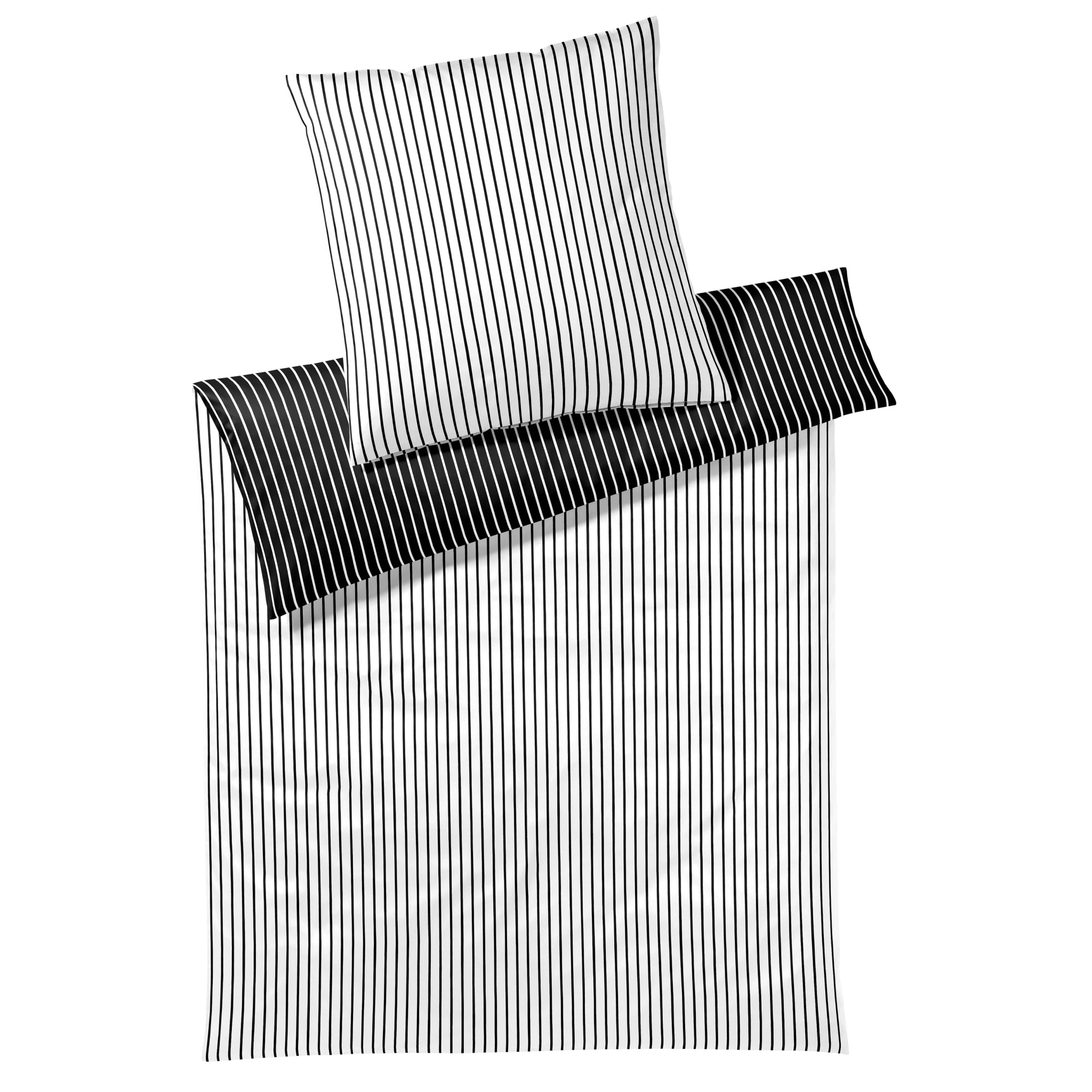 elegante Bettwäsche LINED Satin Schwarz-Weiß