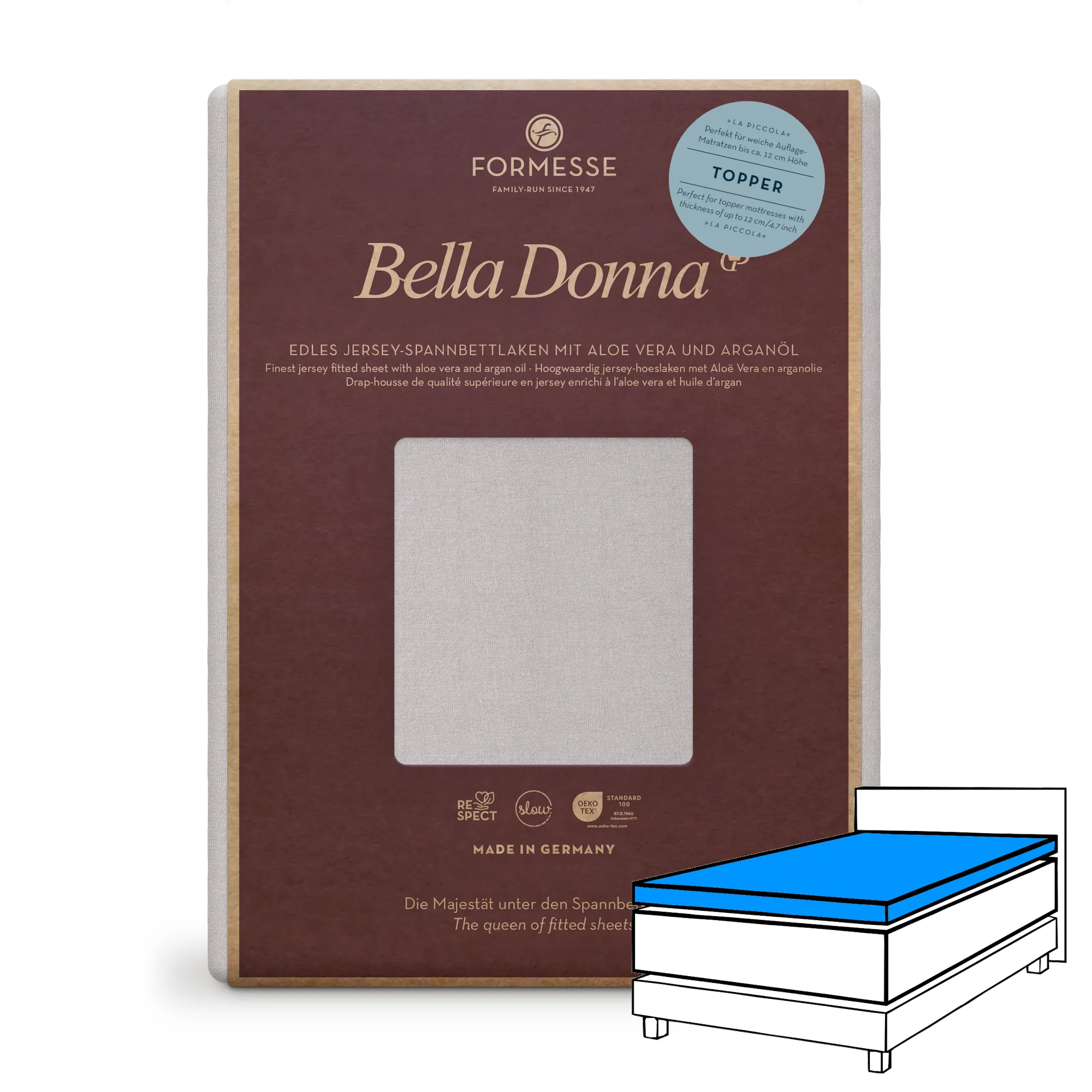 Bella Donna LA PICCOLA Topper Spannbettlaken Jersey Nebelgrau Produktbild Bella Donna LA PICCOLA Topper Spannbettlaken Jersey Nebelgrau